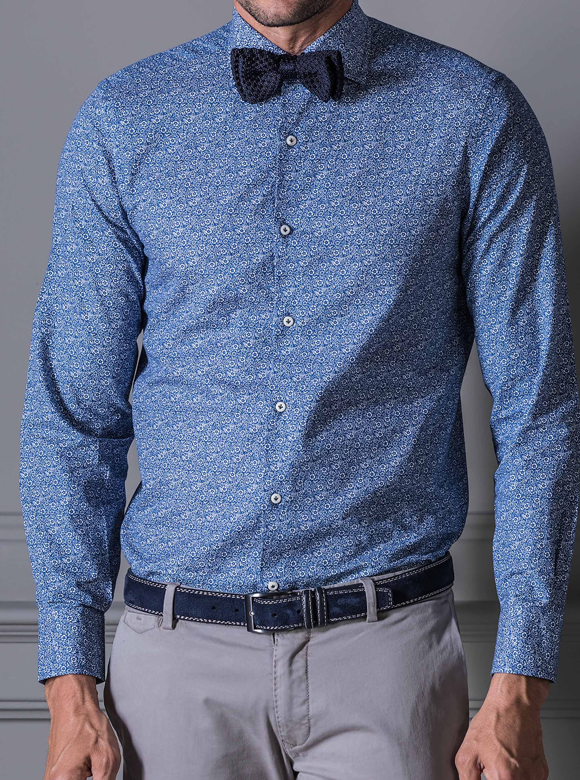 Printed flannel shirt, BLUE