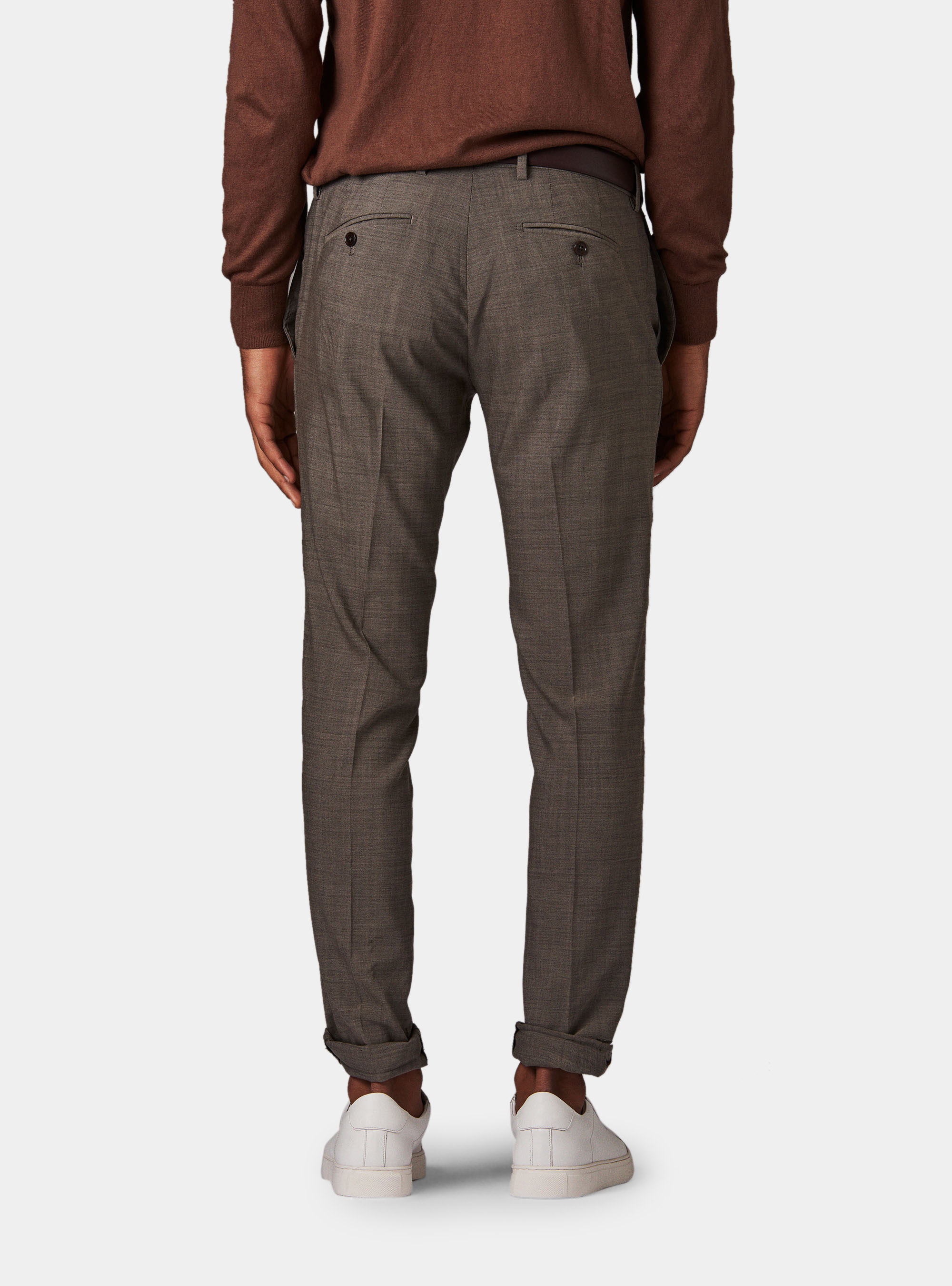 Pantaloni in pura lana superfine 120, ECRU