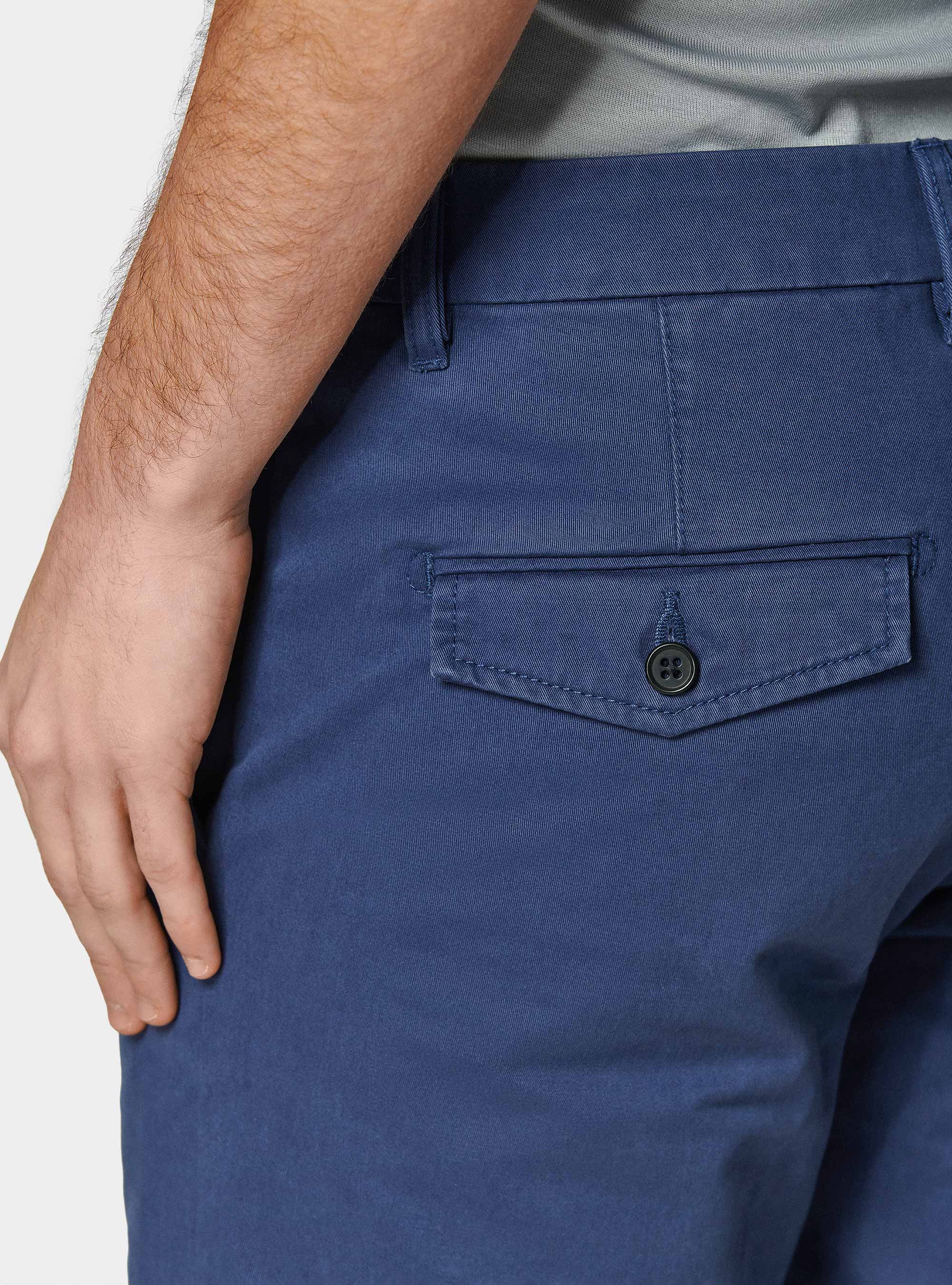 Cotton twill bermuda shorts, BLUE