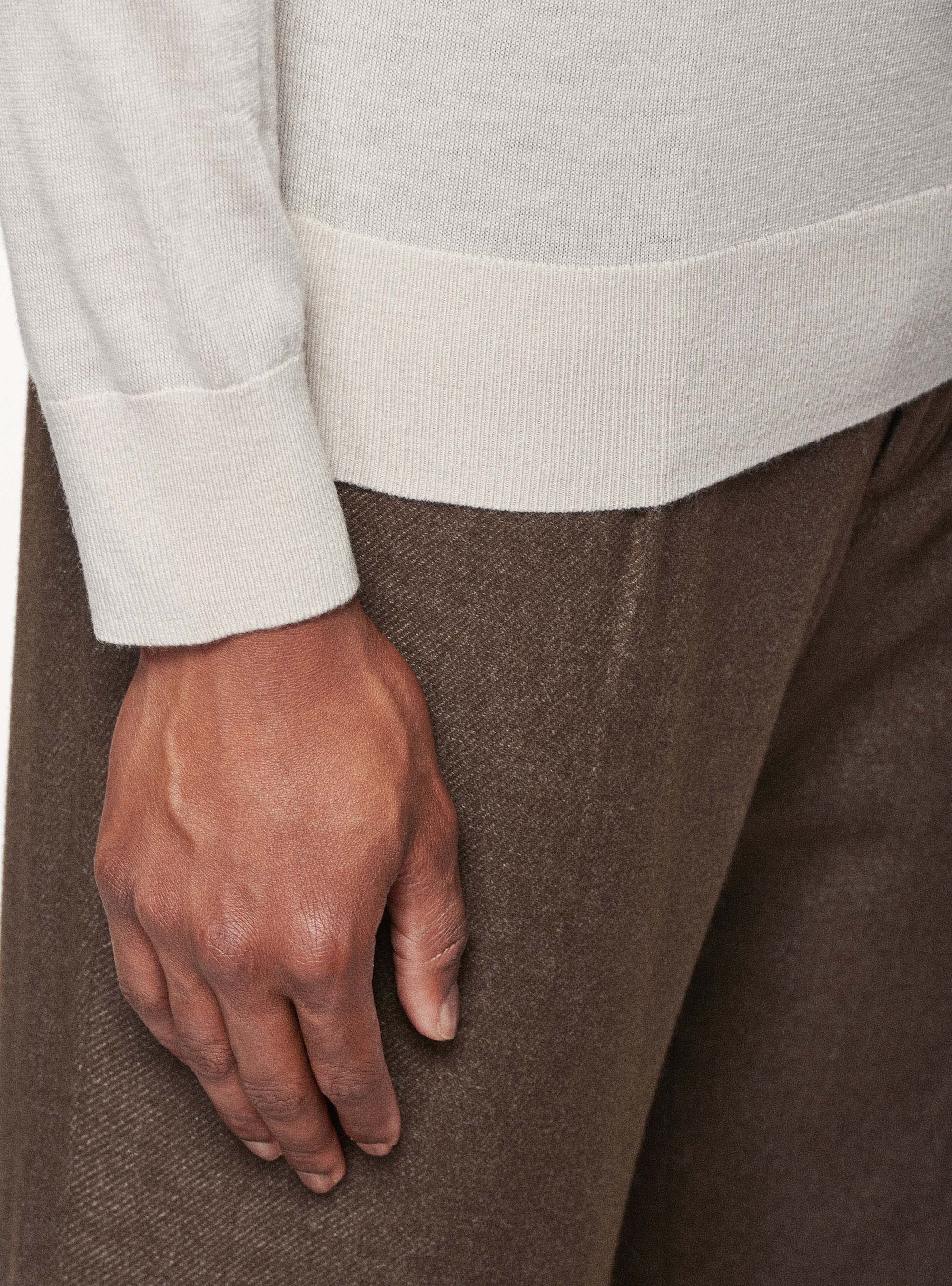 Pure merino wool sweater, ECRU