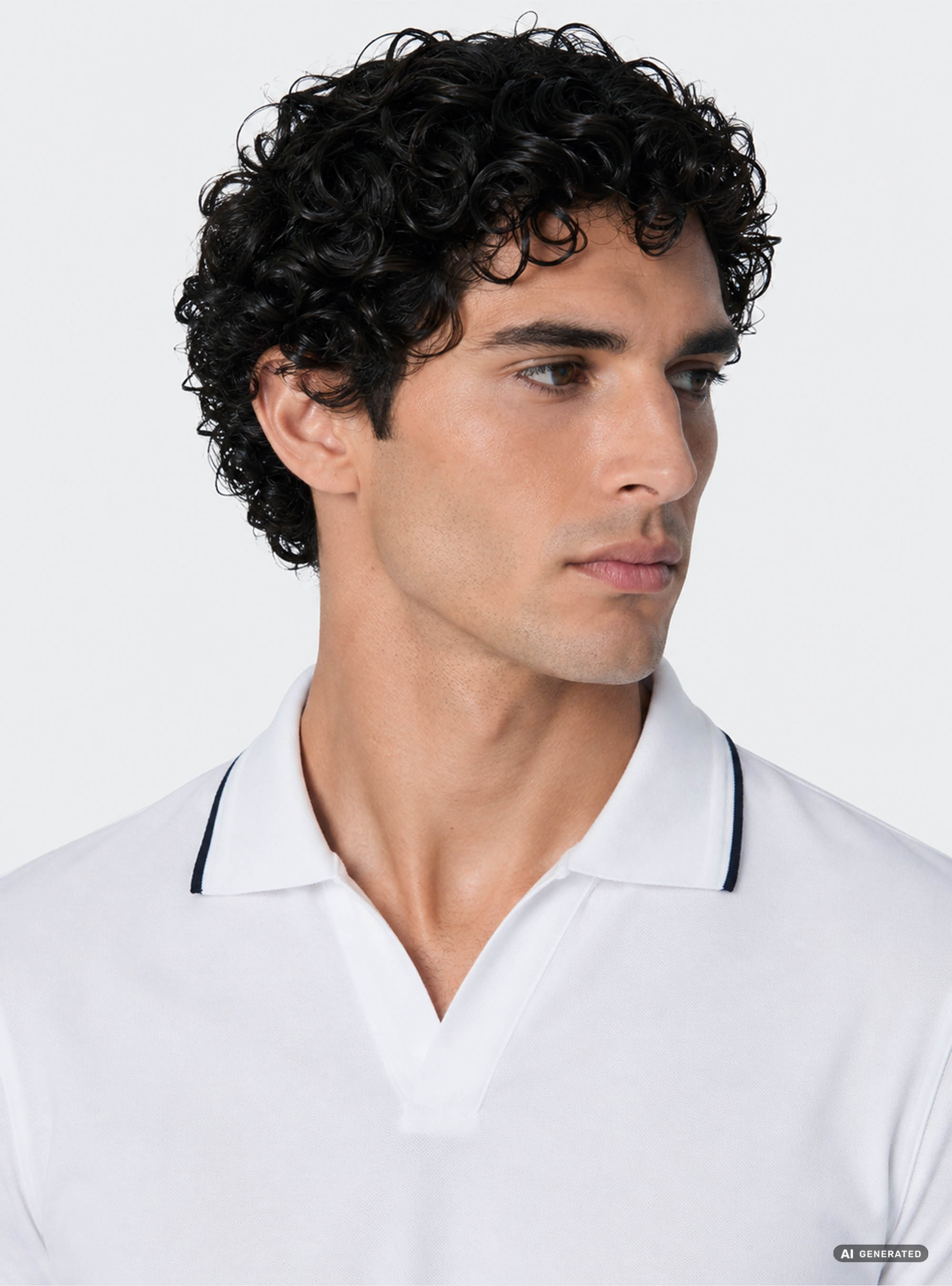 GT01 buttonless stretch pique polo shirt, WHITE
