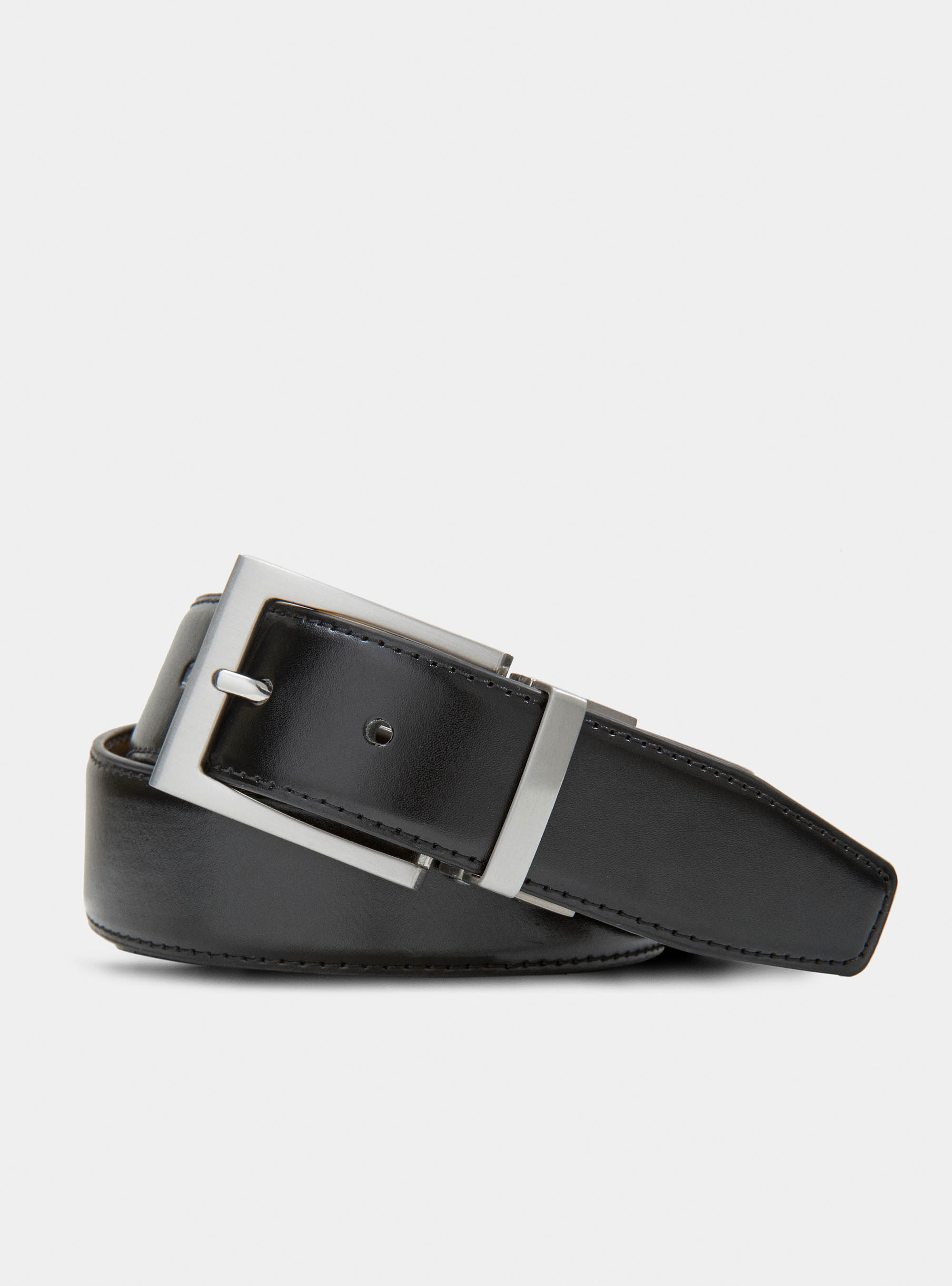Cintura reversibile in pelle, NERO