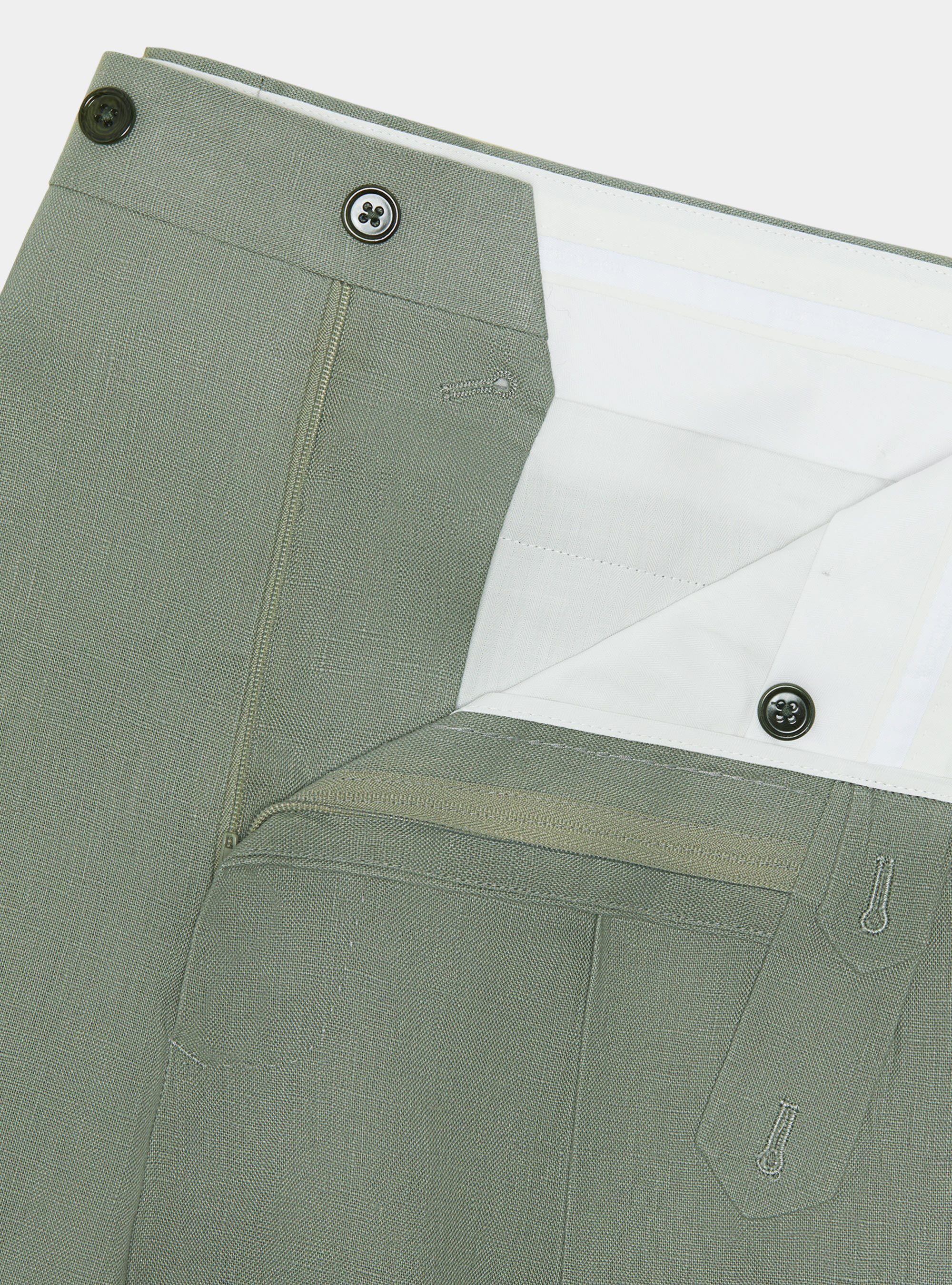 Pantaloni doppia pince in puro lino, SALVIA 0602C