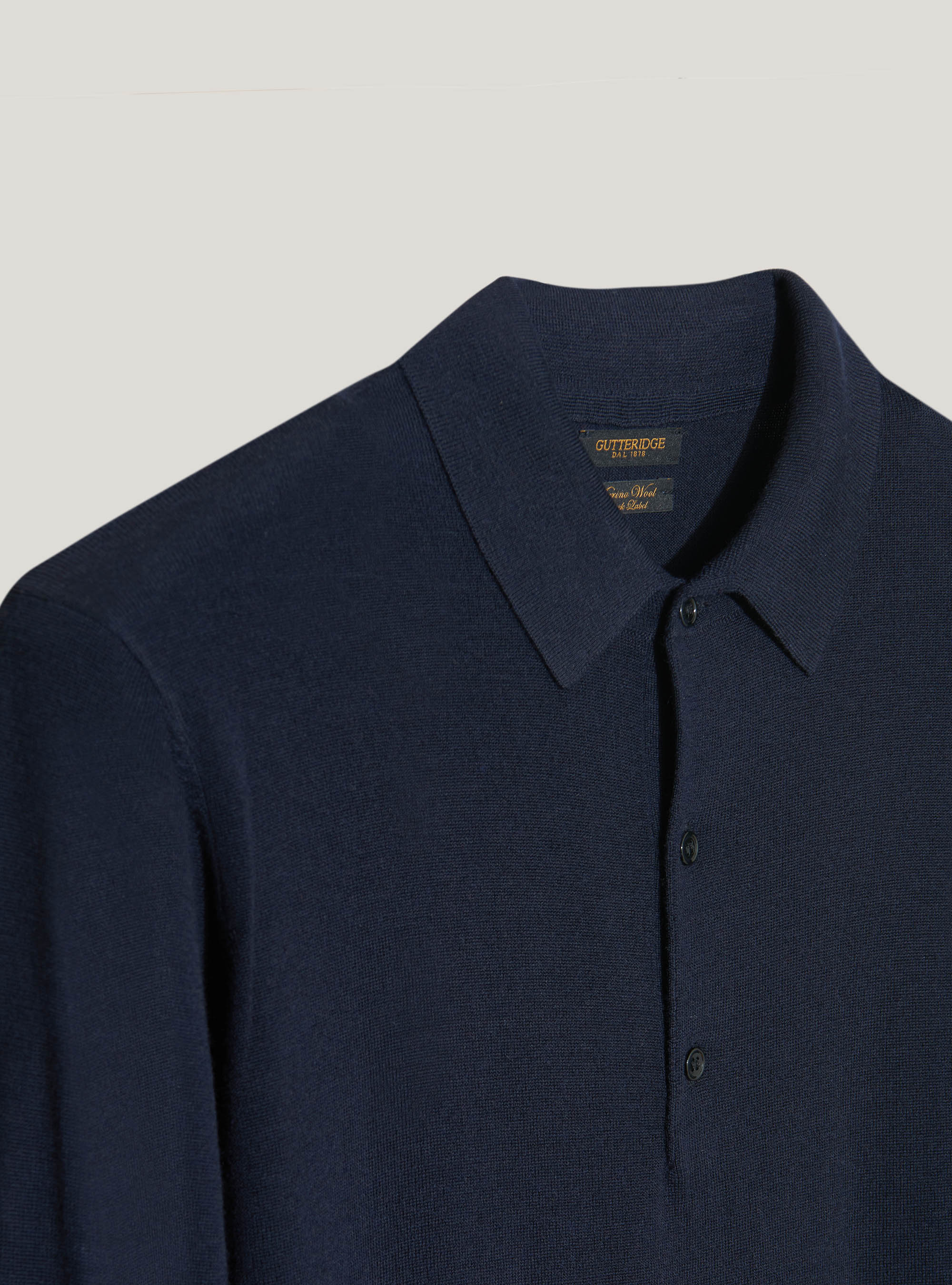 Merino wool knitted polo shirt, NAVY BLUE
