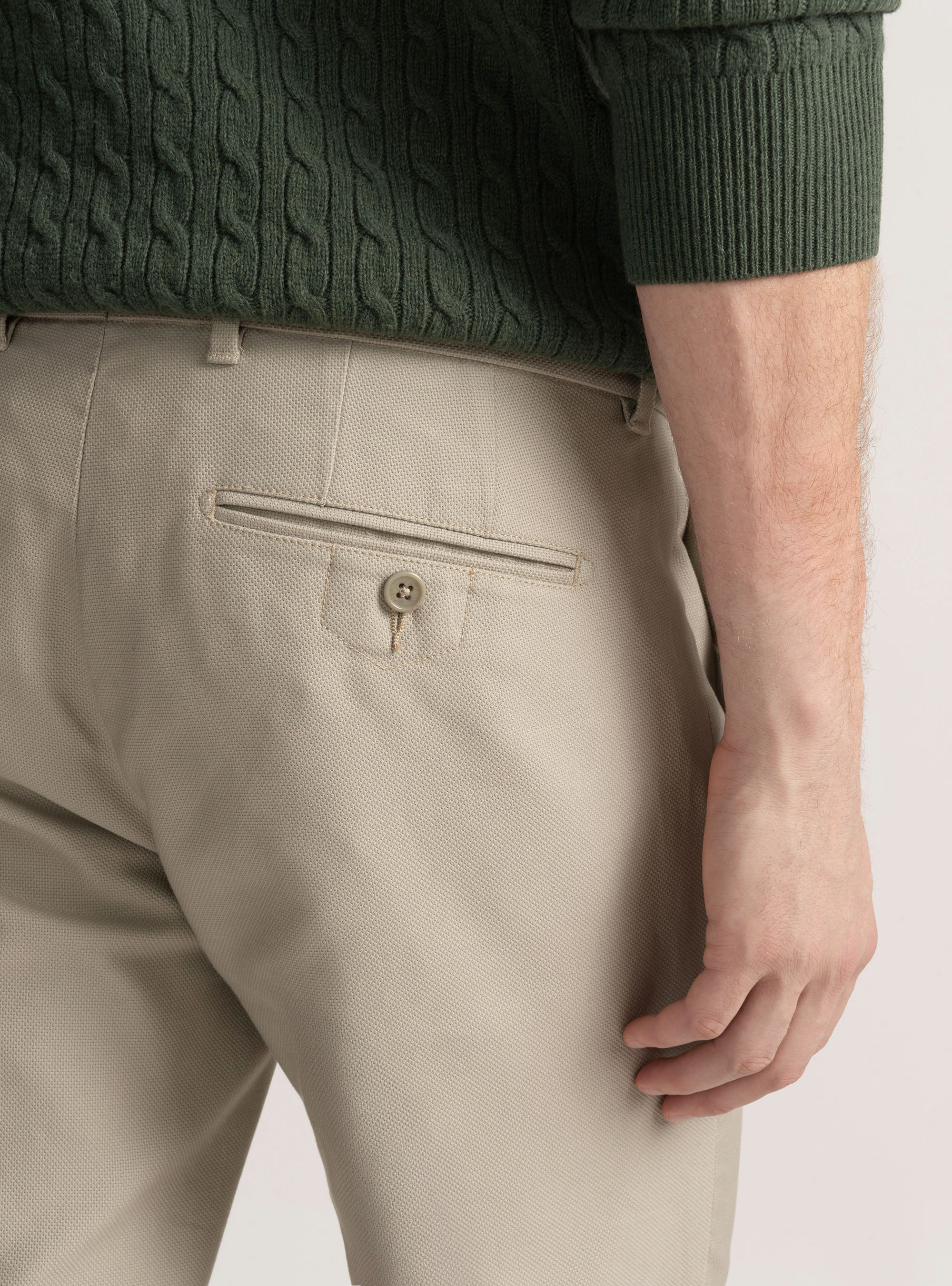 Pantaloni chino slim fit in cotone armaturato, ECRU