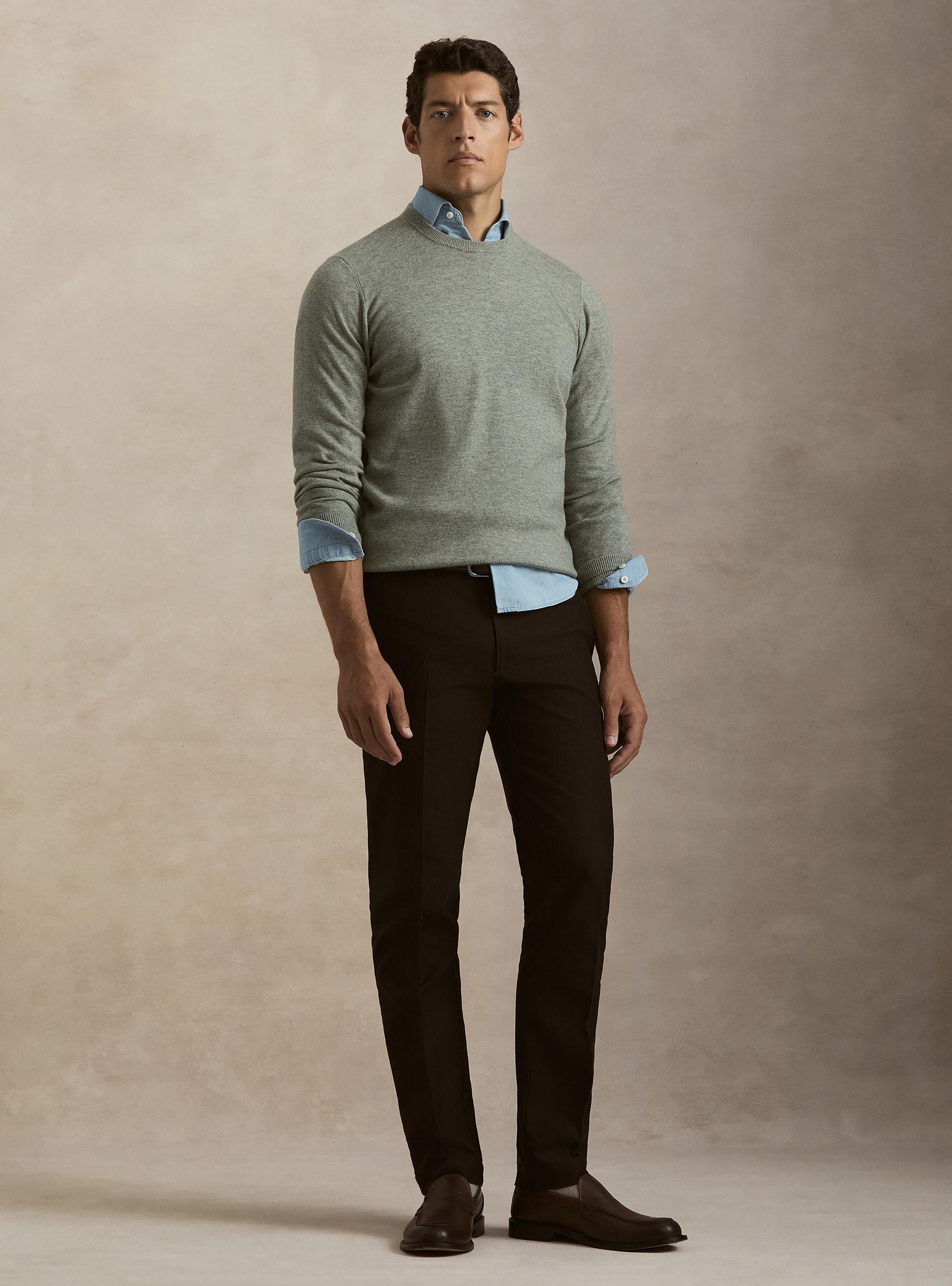 Girocollo in maglia in lana poliammide cashmere, VERDE GIADA 0655C