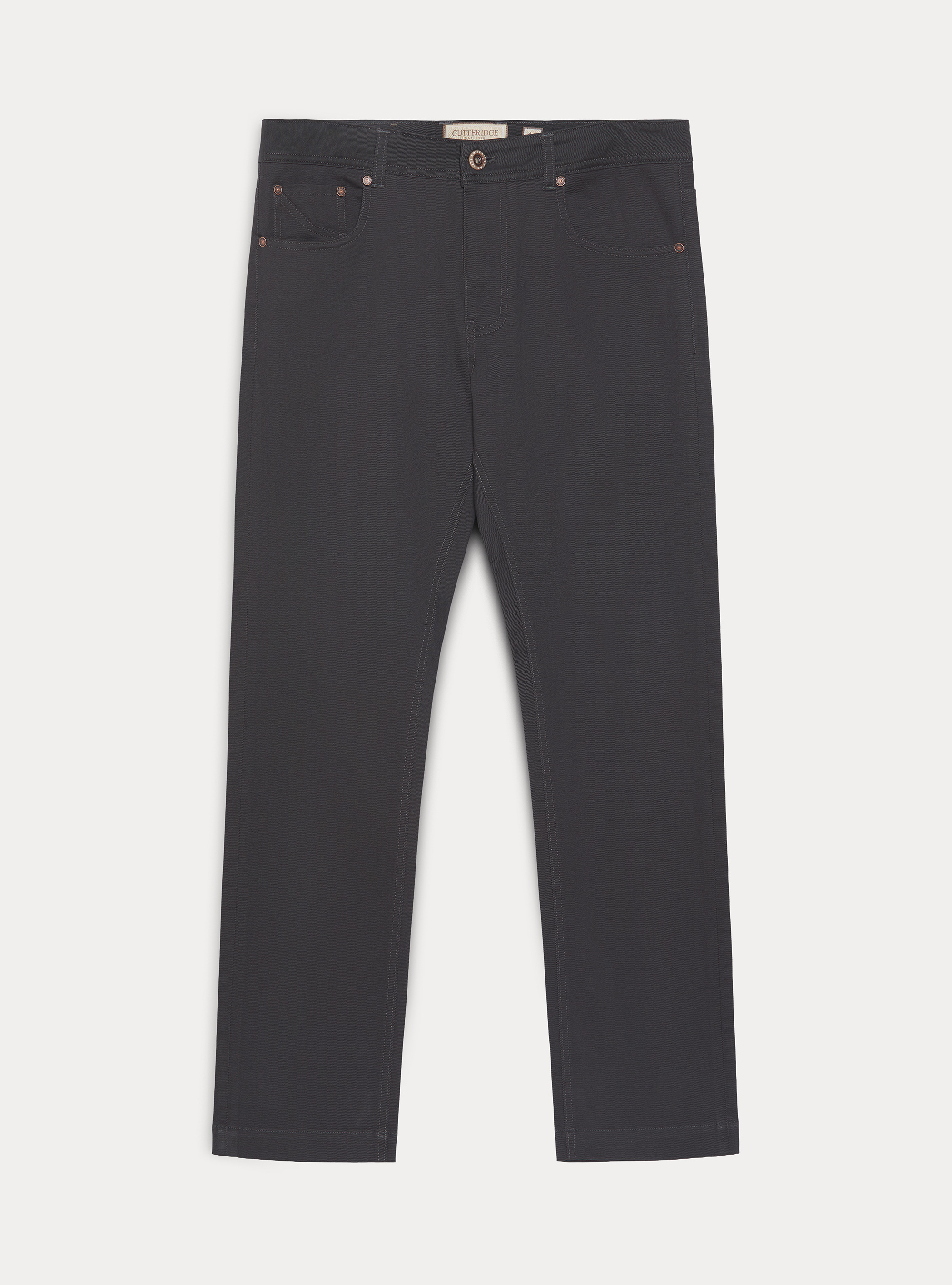 Pantalon 5 poches en m&eacute;lange coton armur&eacute;, ASFALTO 0112C