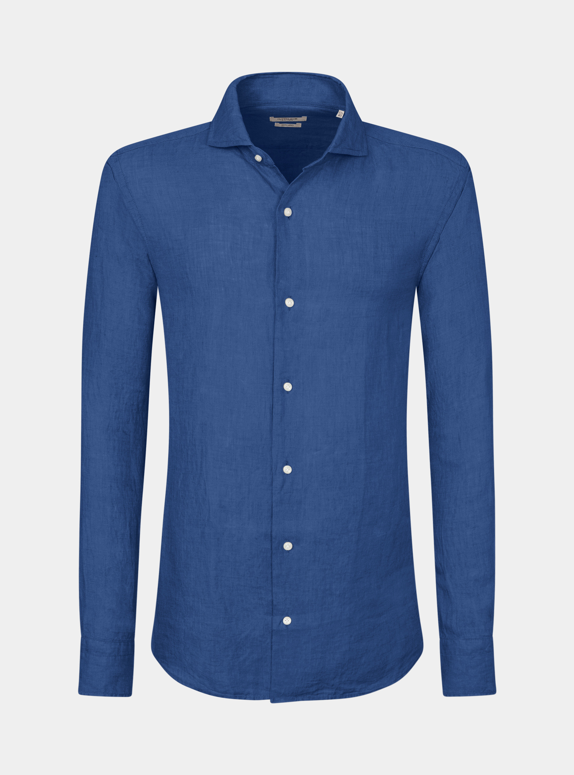 French collar shirt in pure linen, BLUE