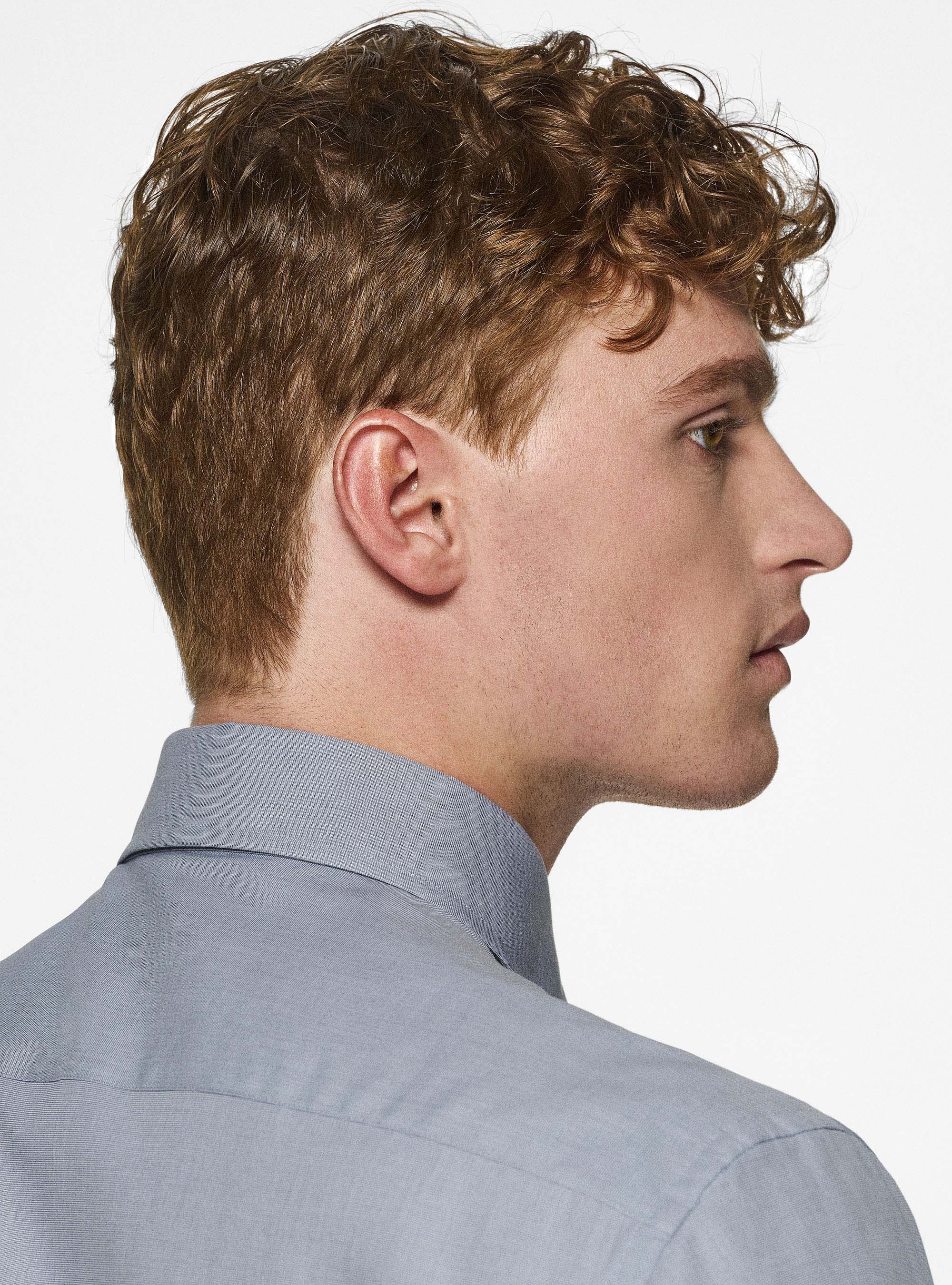 Chemise en coton fil à fil, GRIGIO MELANGE 0151C