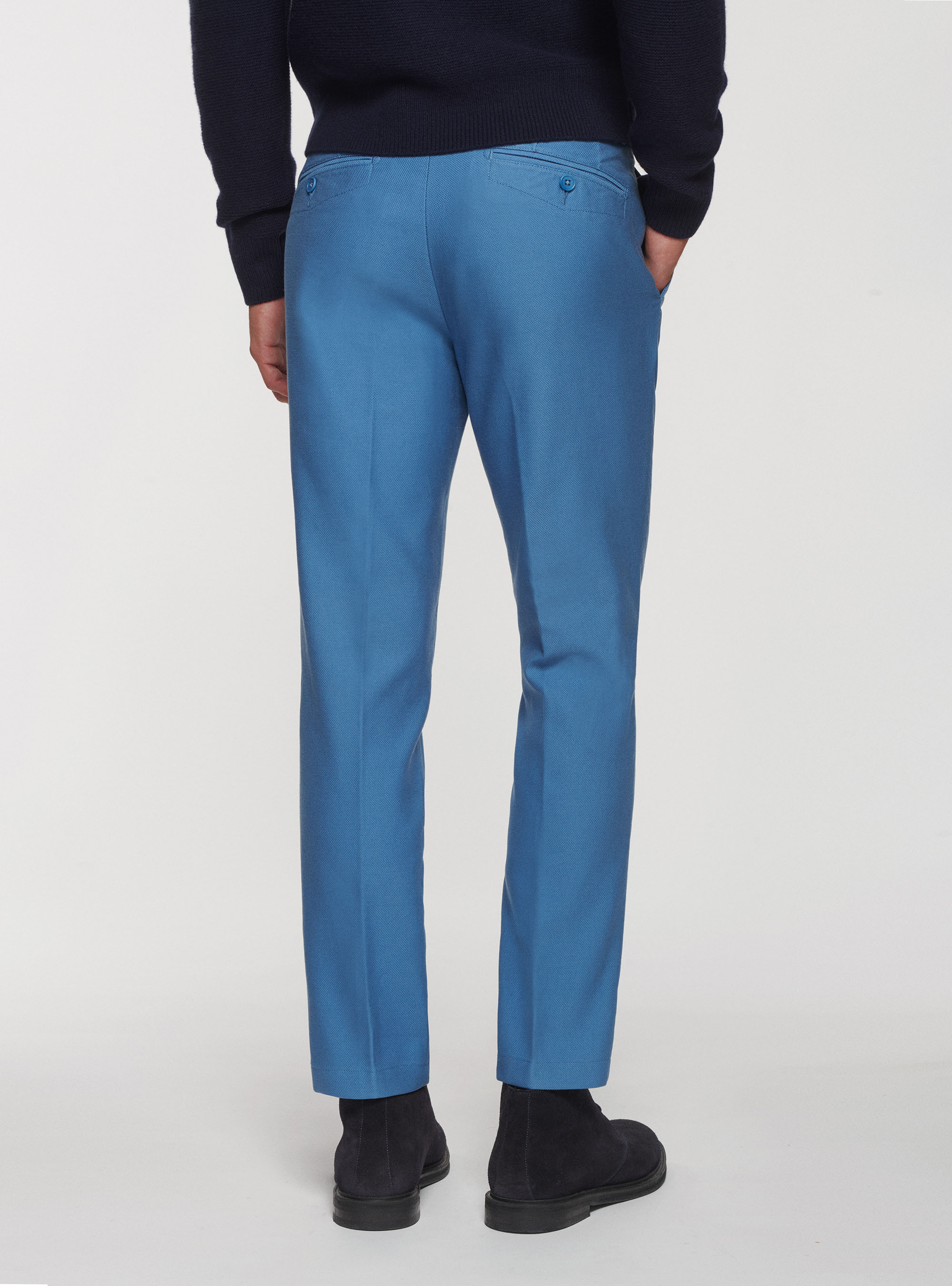 Pantaloni chino slim fit in cotone armaturato, 0243C DENIM