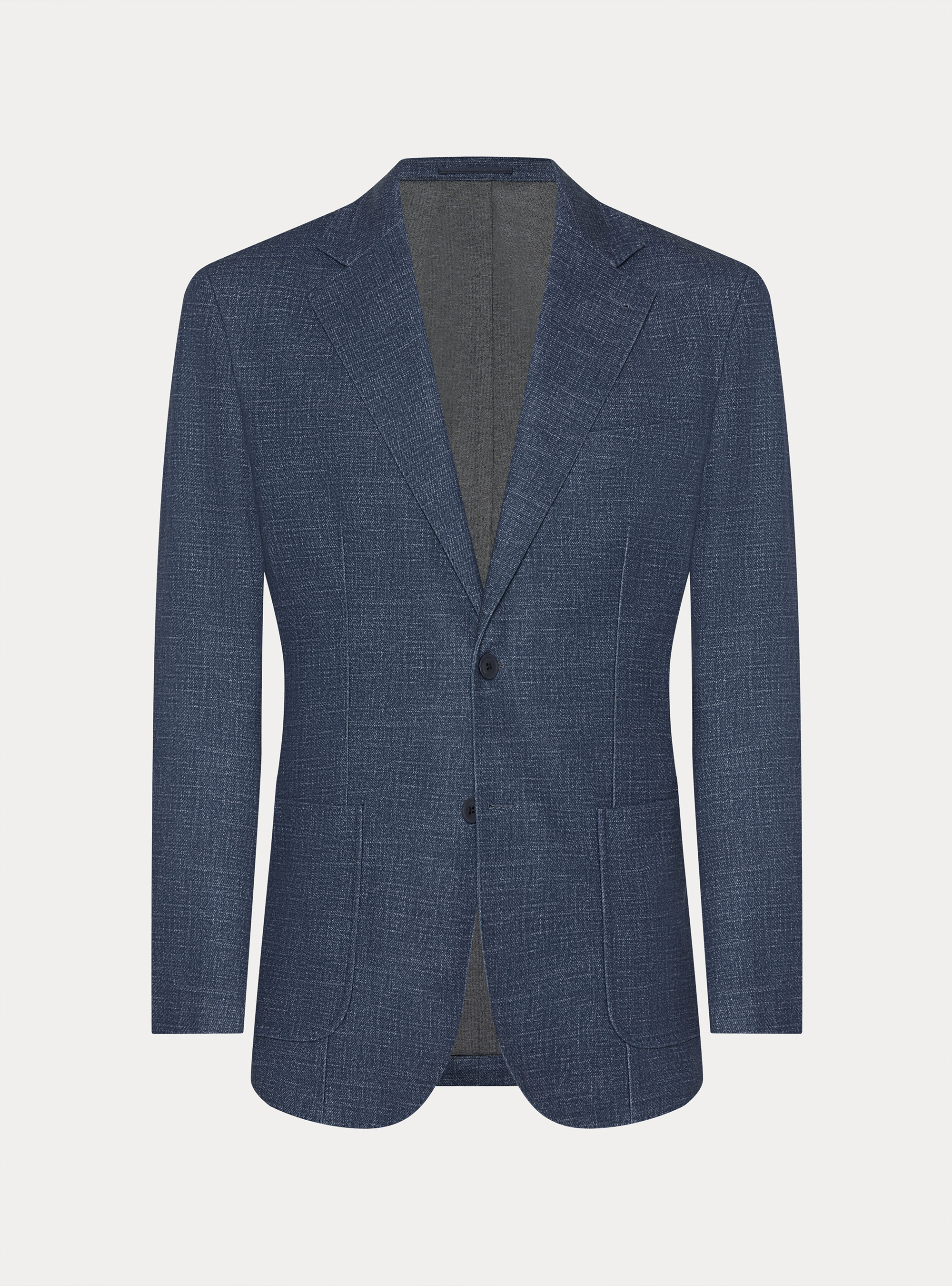 Single-Breasted Printed Wool Blazer, 0243C DENIM