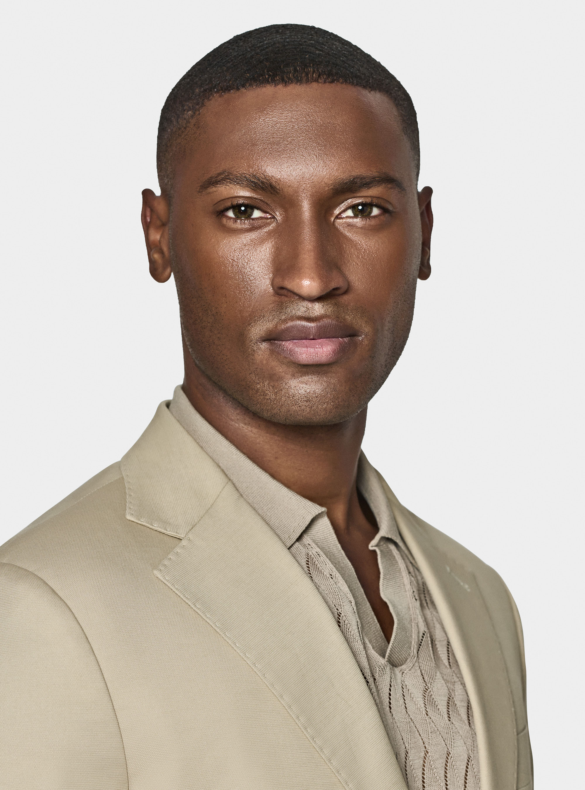 Armoured cotton suit blazer, SAND