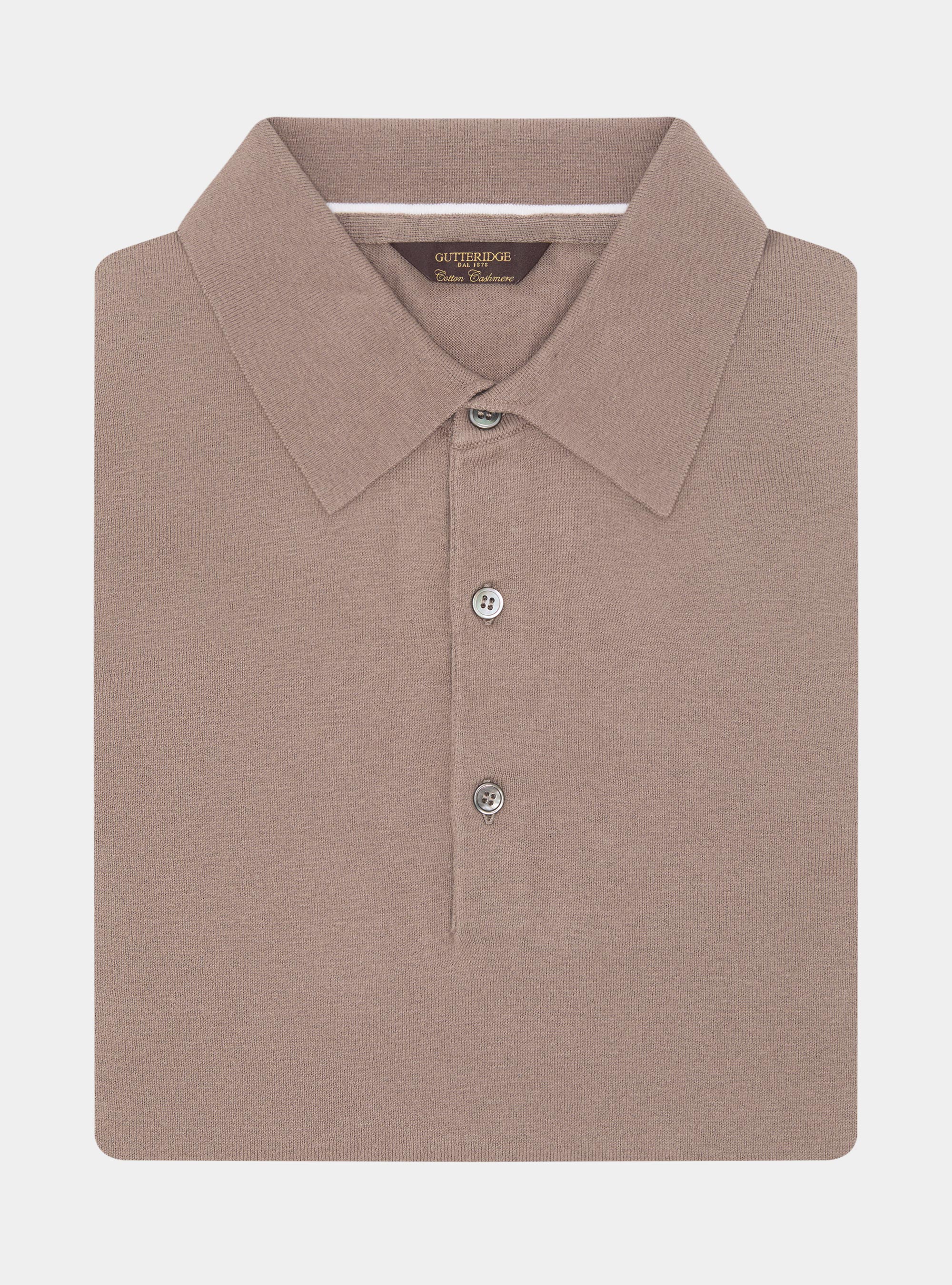 Cotton and cashmere knit polo shirt, FANGO 0555C