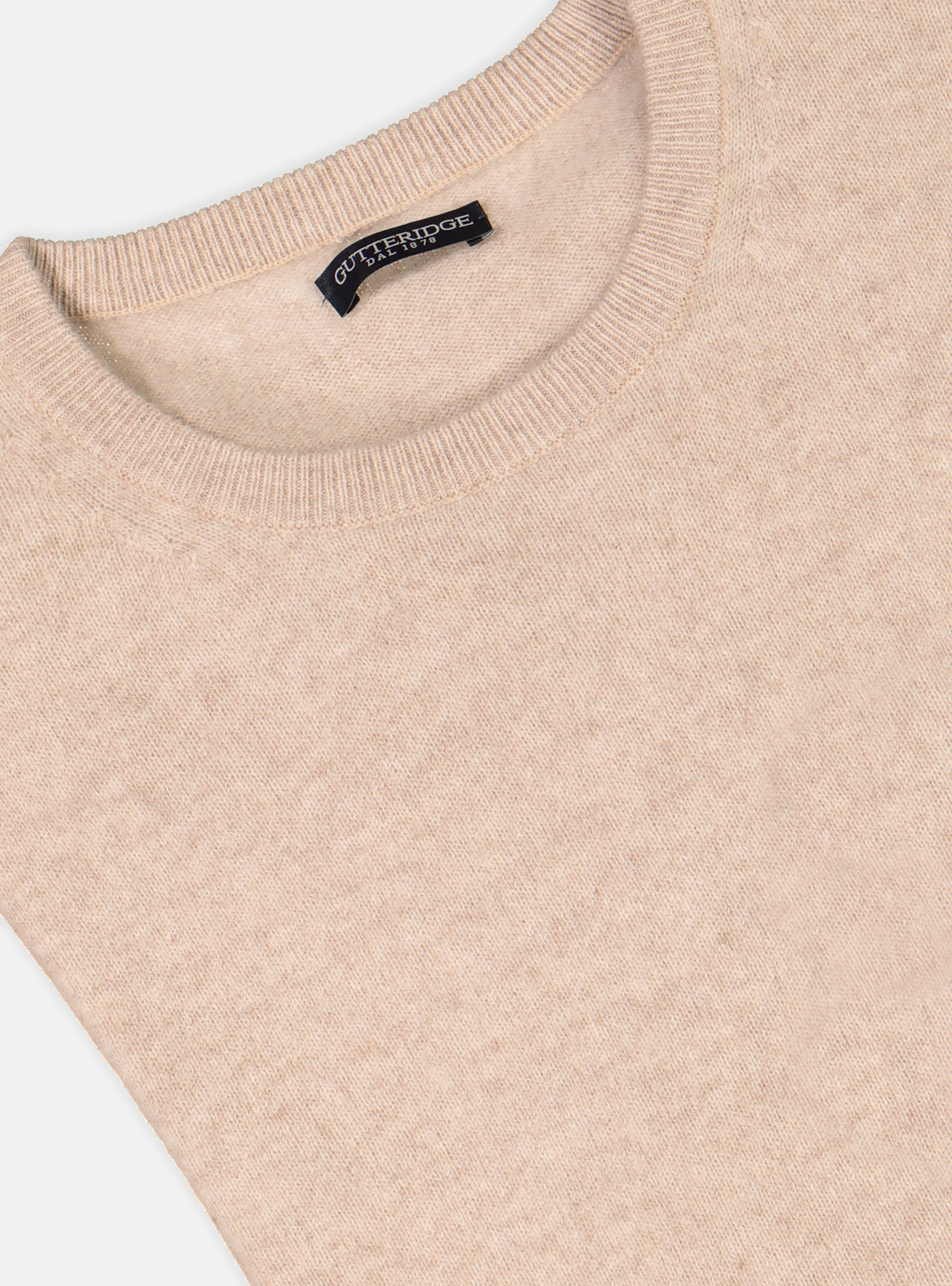 Maglia girocollo 100% cashmere, ECRU