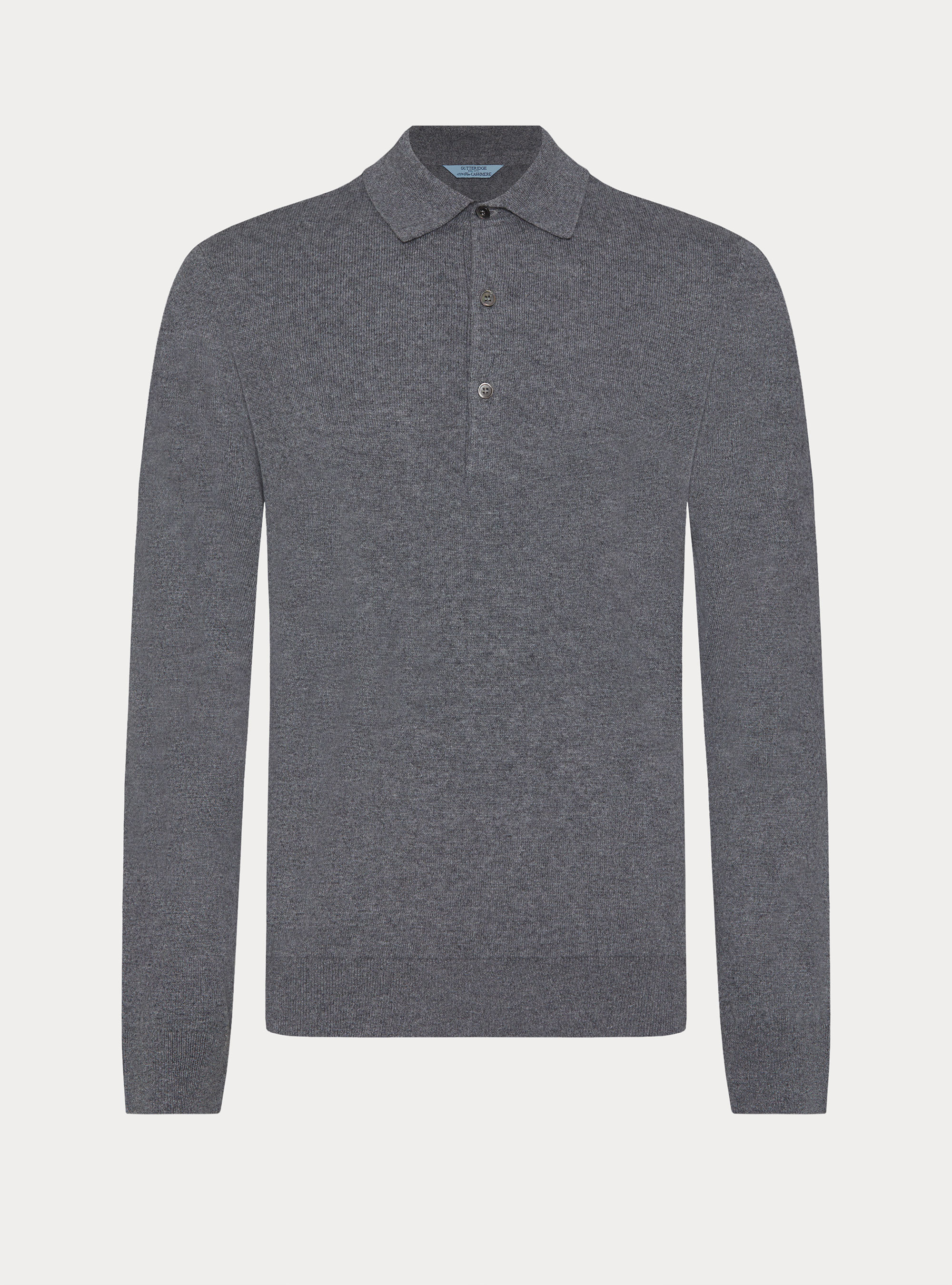 Lang&auml;rmliges Polohemd aus reinem Kaschmir, GRIGIO SCURO 0125C