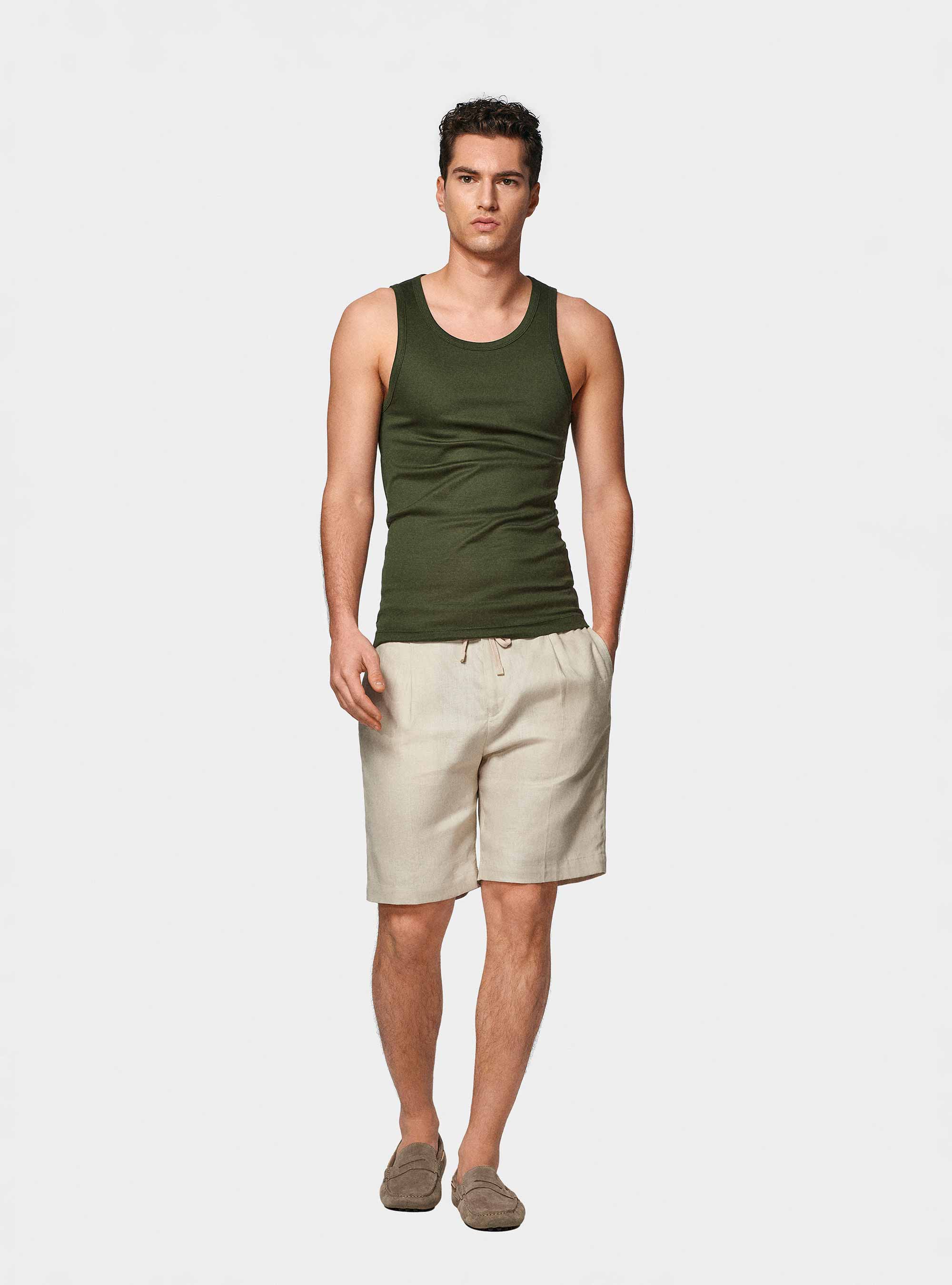 Cotton thread tank top, GREEN
