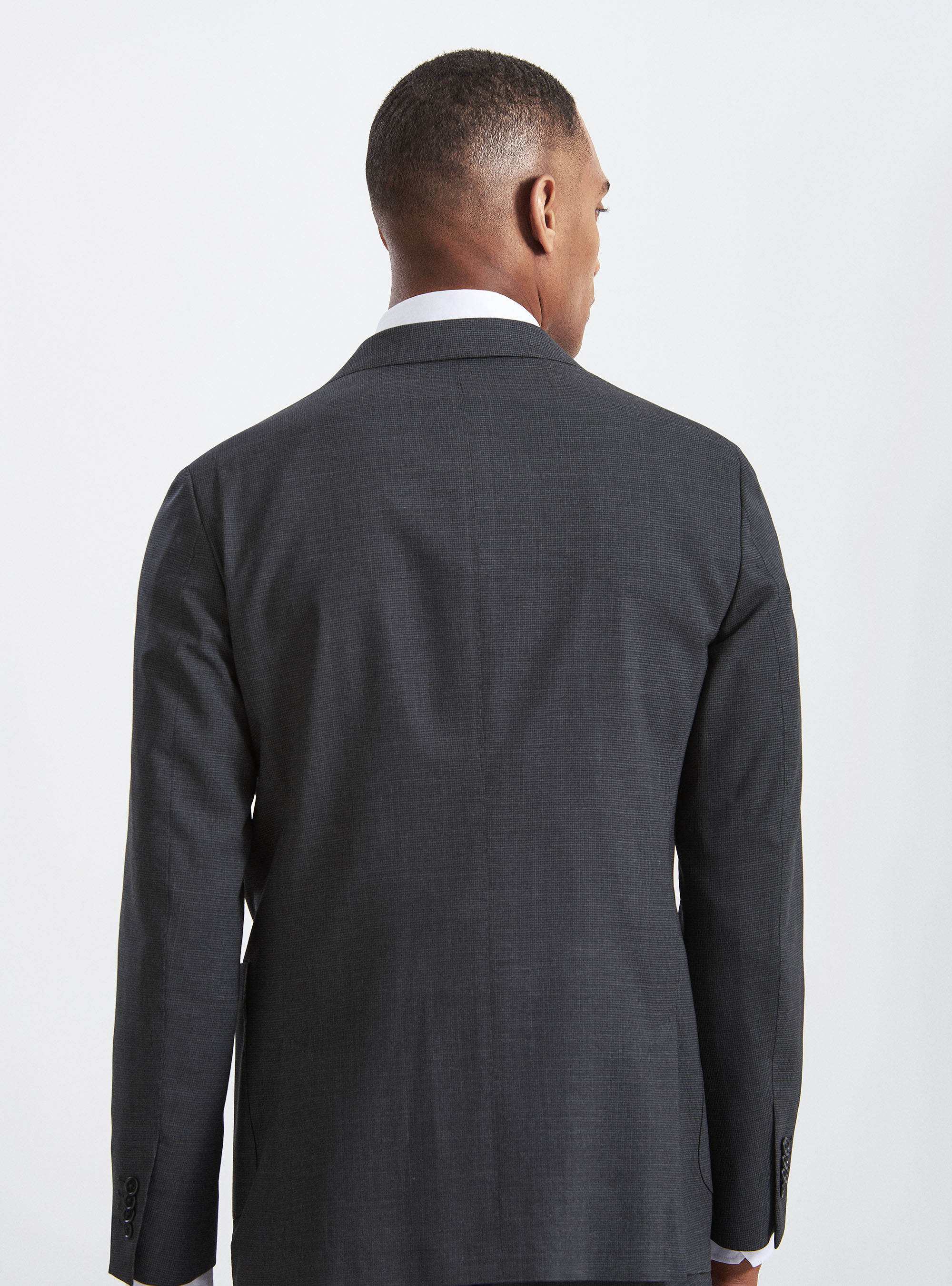 Marlane pure wool houndstooth suit blazer, ASPHALT GREY