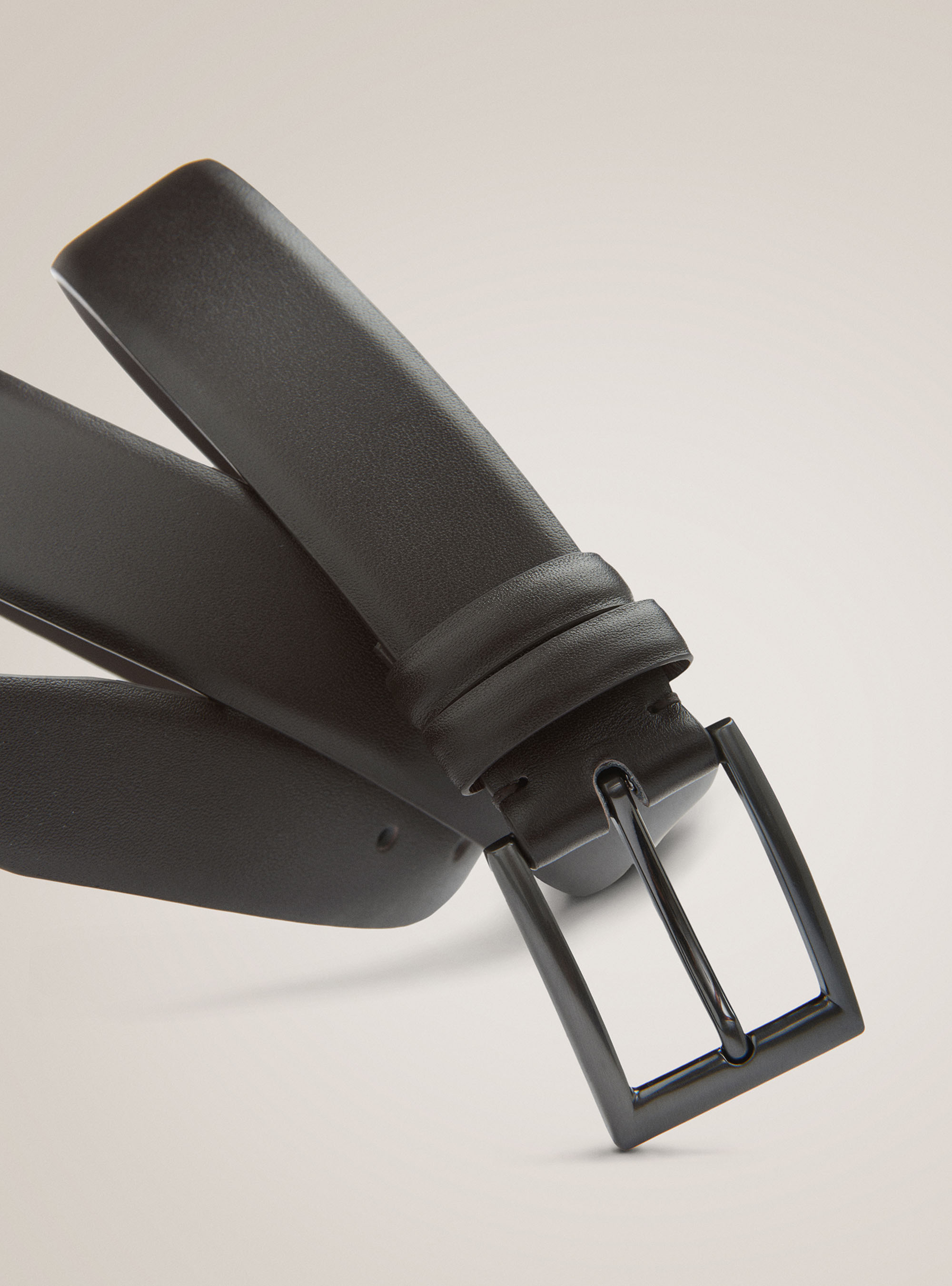 Cintura in pelle tinta unita, MARRONE