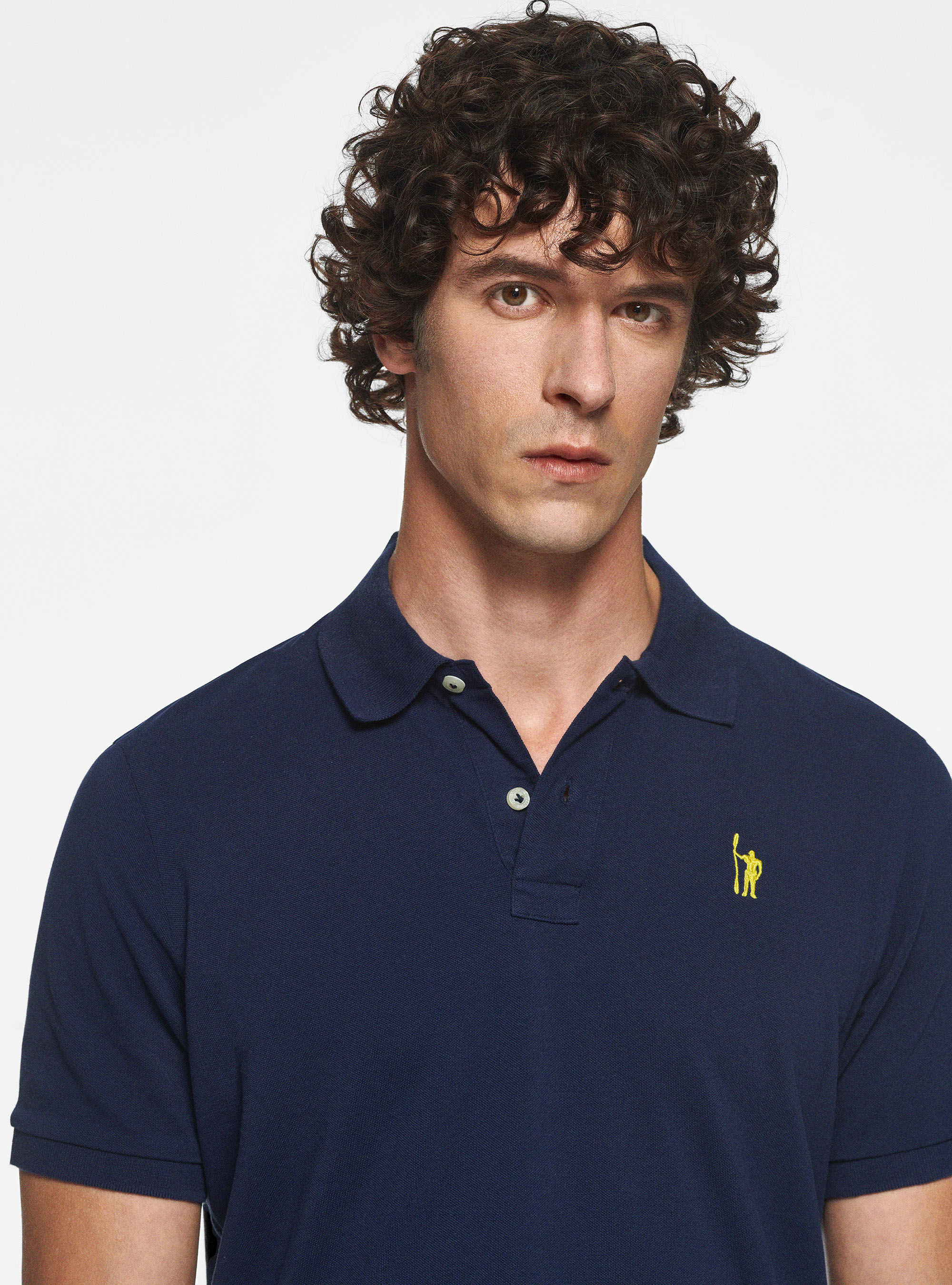 Polo in piquet con ricamo, BLU