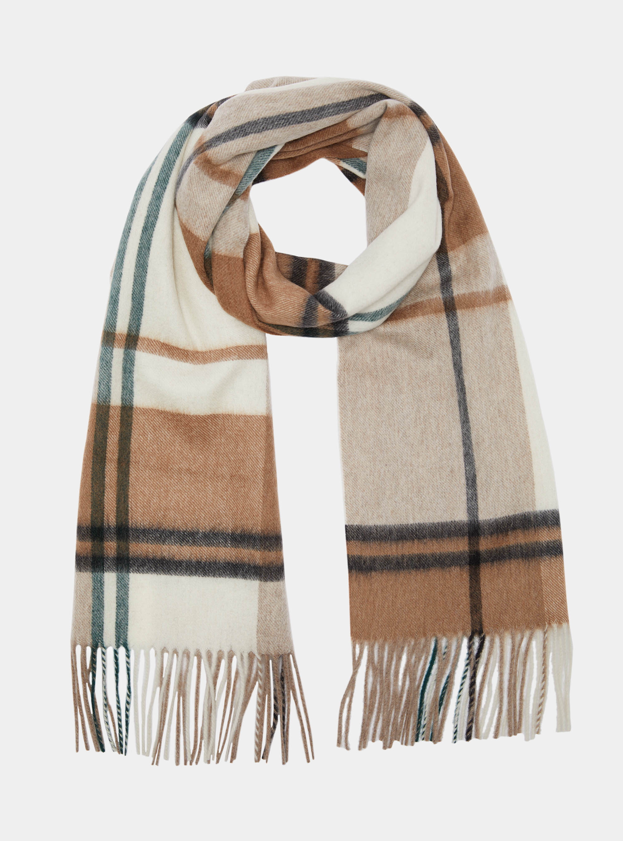 Sciarpa in lana a quadri, SABBIA 0561C