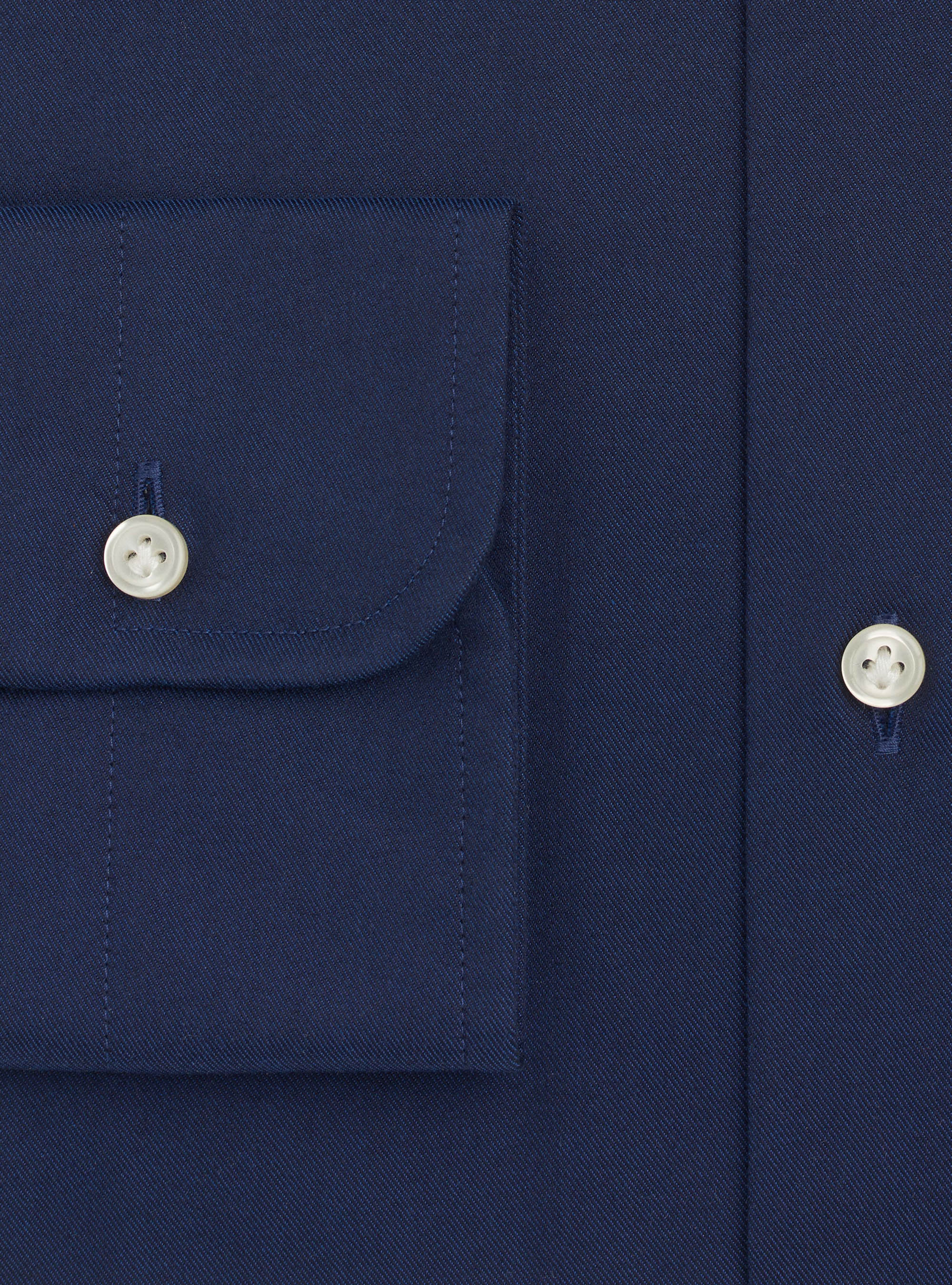Semi-open French collar shirt in cotton twill, BLUE