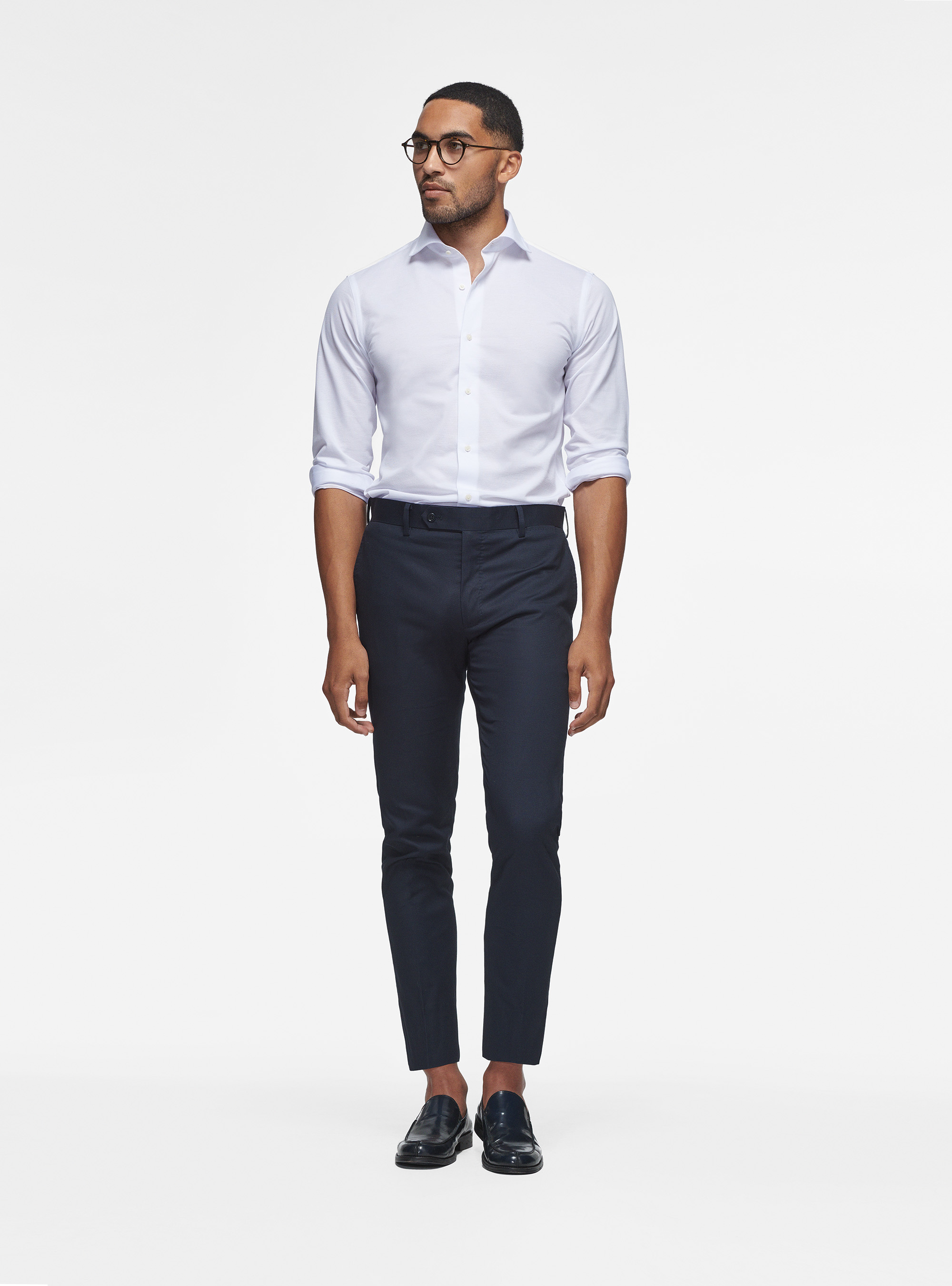 Pantaloni in puro cotone armaturato, BLU NAVY