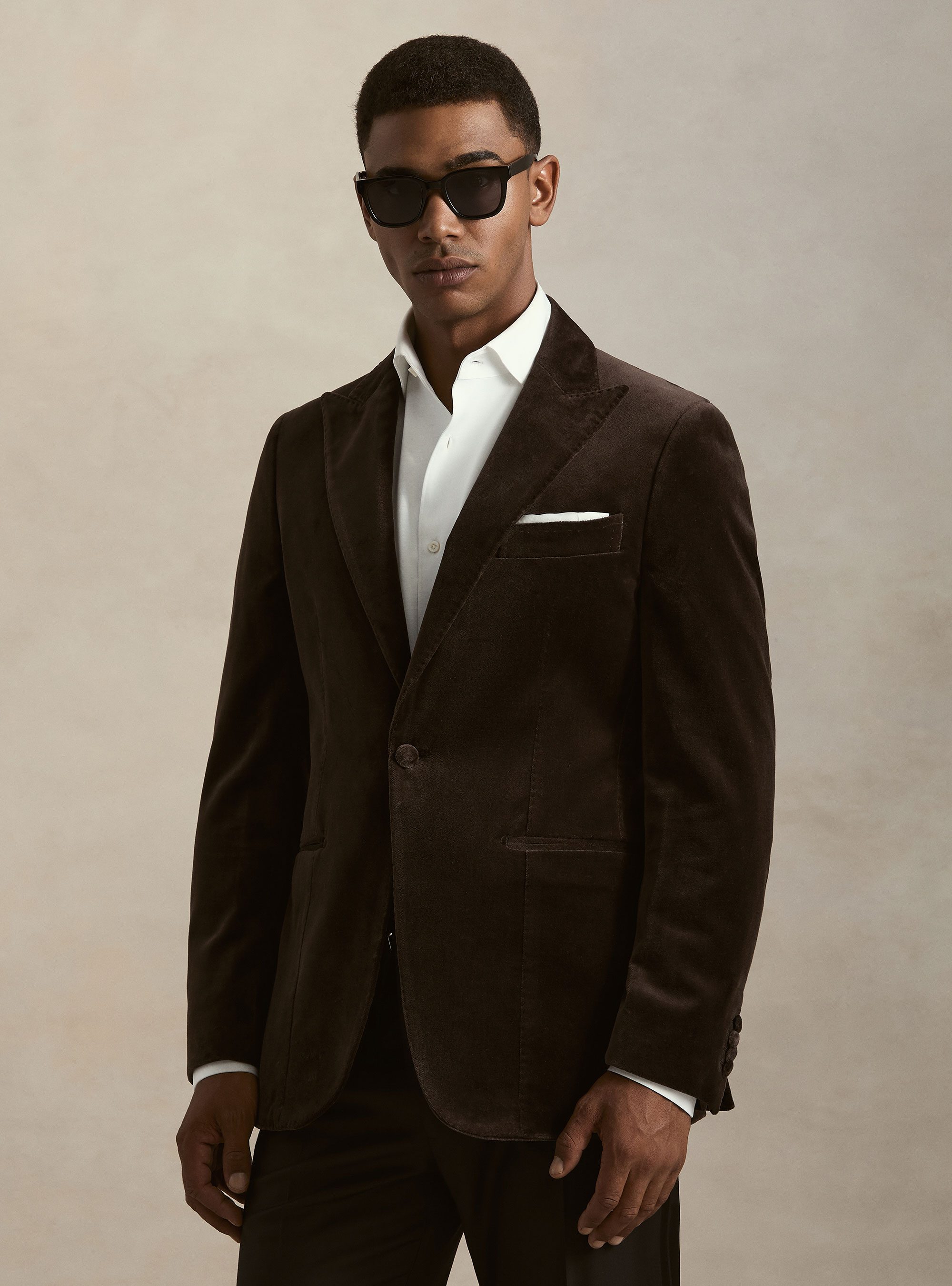 Tuxedo blazer for a velvet suit, BROWN