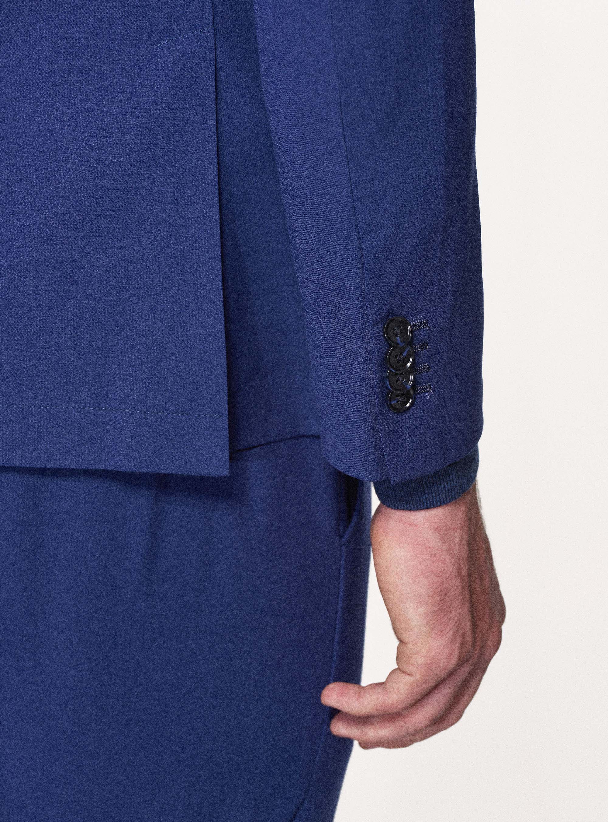 Giacca per abito slim fit con tasche a toppa, BLU