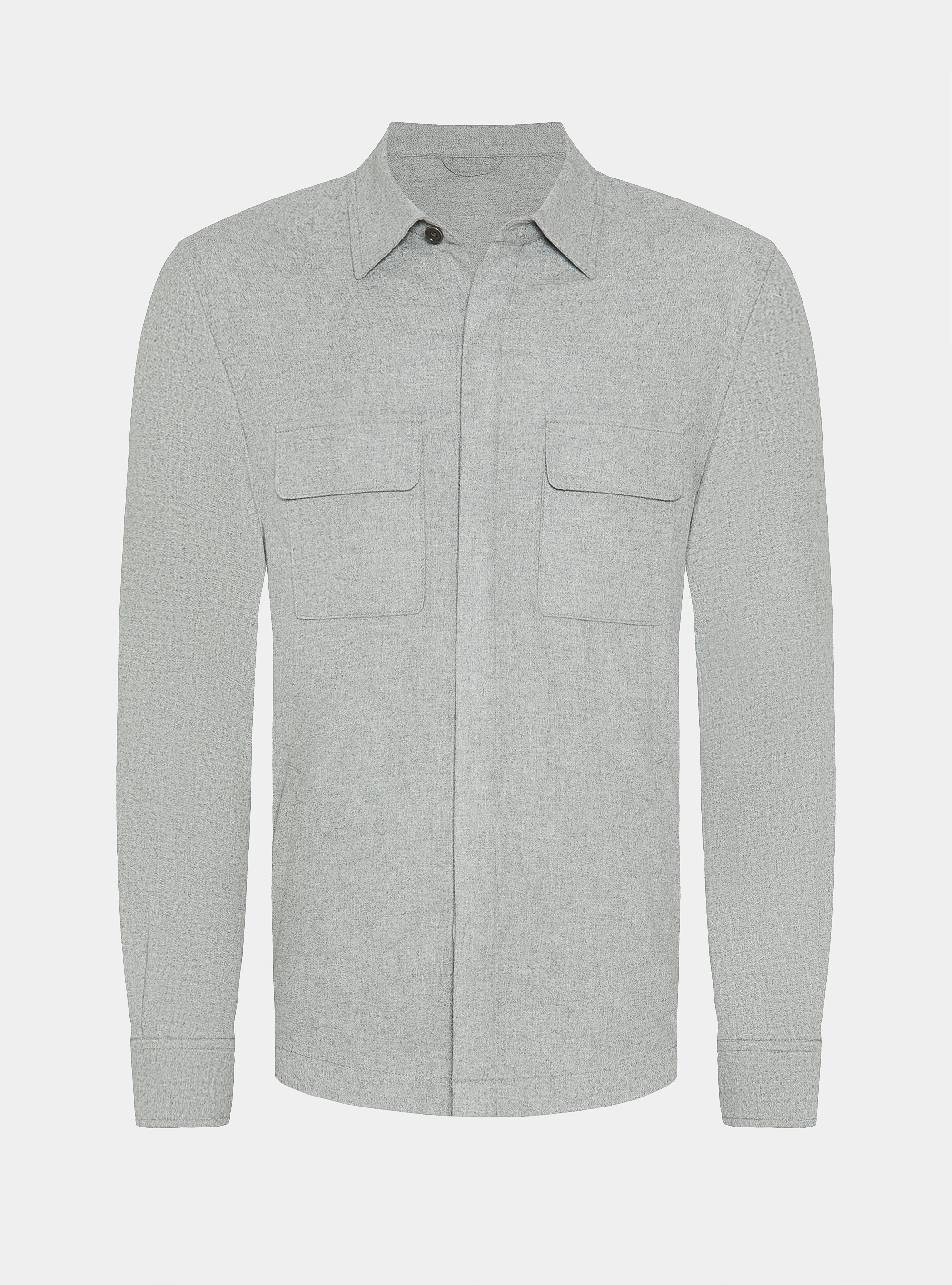 Giacca camicia leggera in misto lana, GRIGIO CHIARO