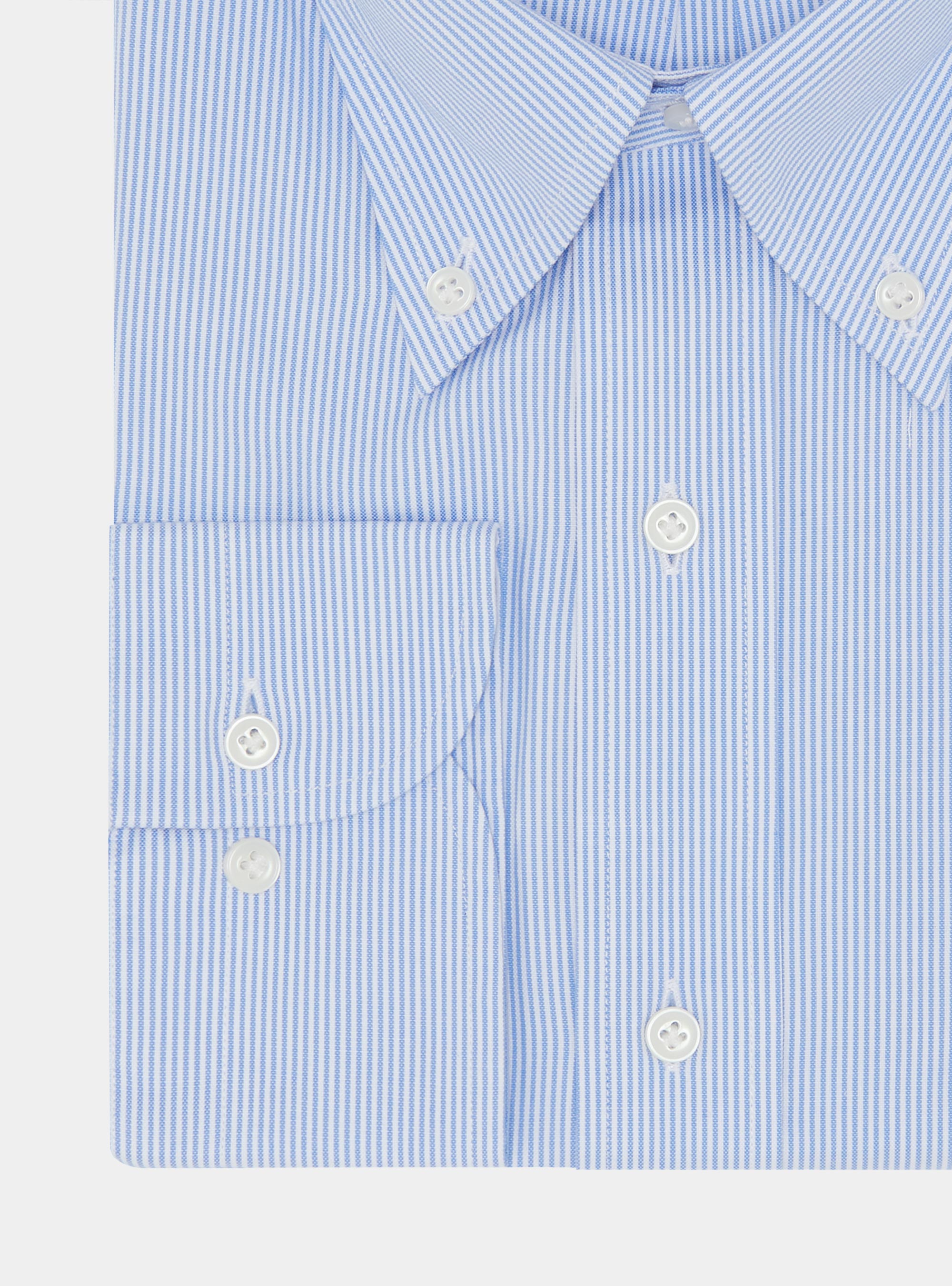 Camicia confortevole in cotone oxford rigato, AZZURRO