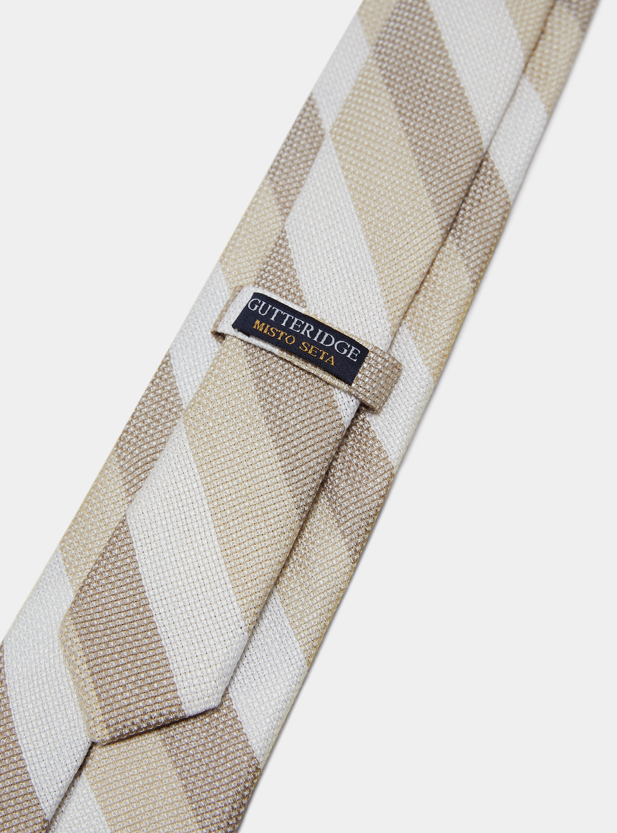 Cravate rayée en soie et lin, SABLE