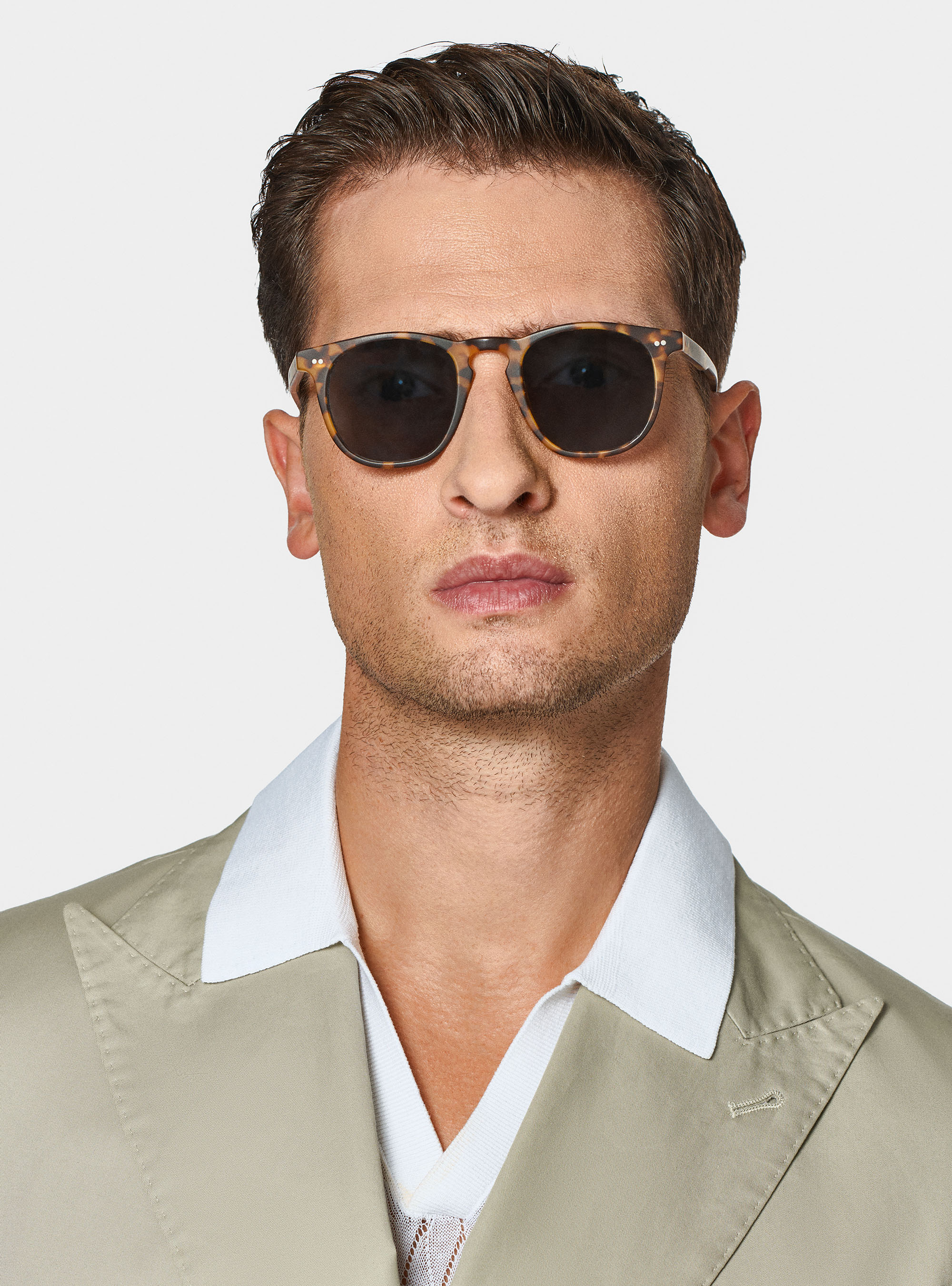 Giacca doppiopetto in cotone popeline, ECRU