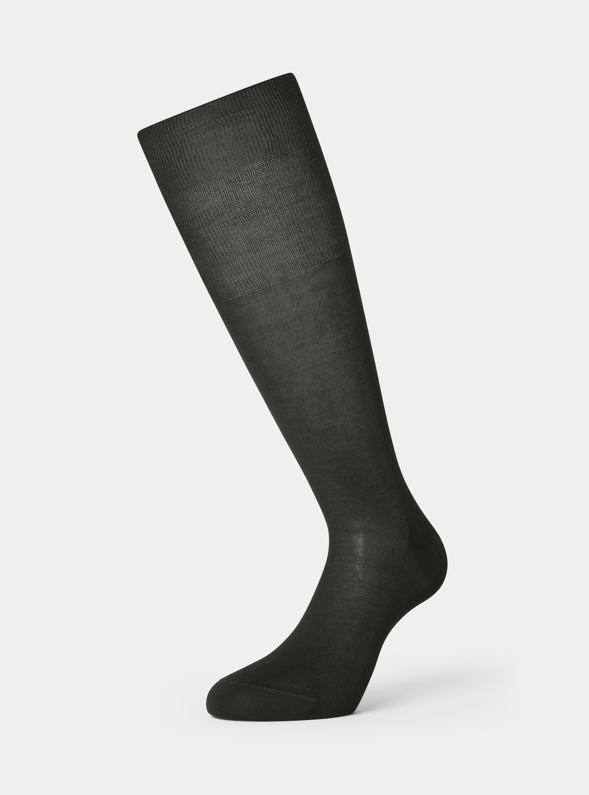 Plain long socks in lisle, BLACK