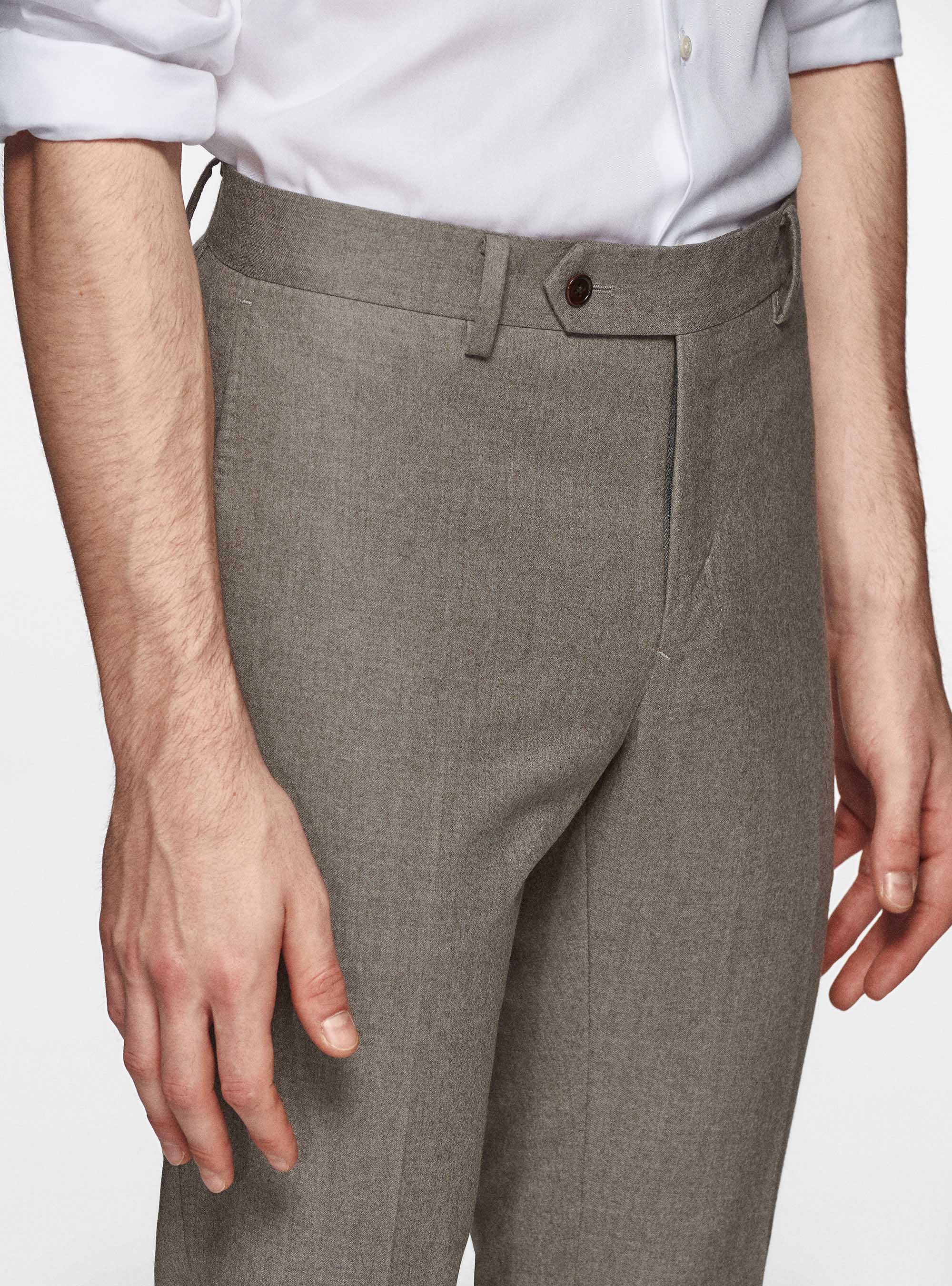Pantaloni in flanella di lana Vitale Barberis Canonico, SABBIA