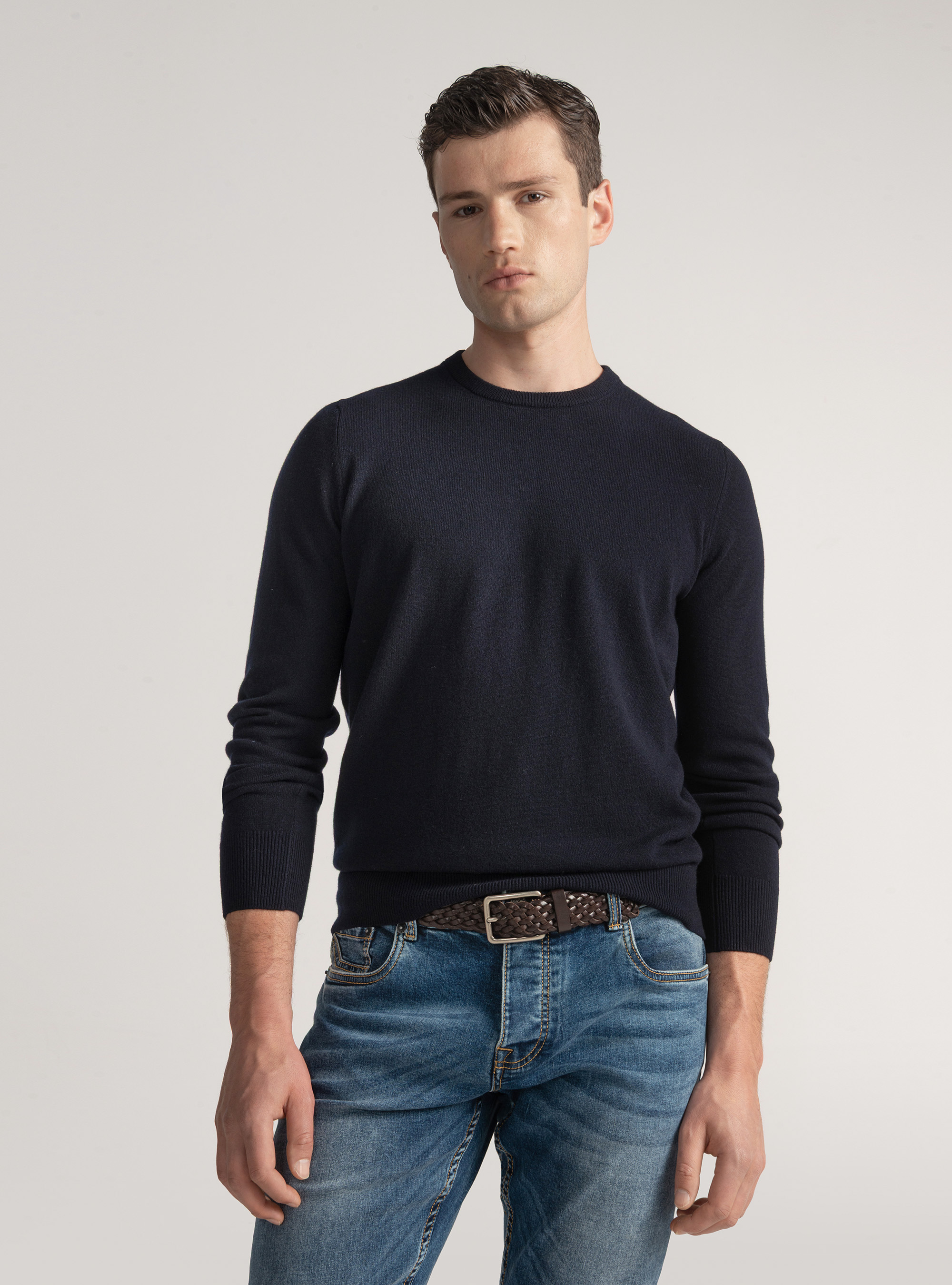 Maglia girocollo in lana lambswool e cashmere