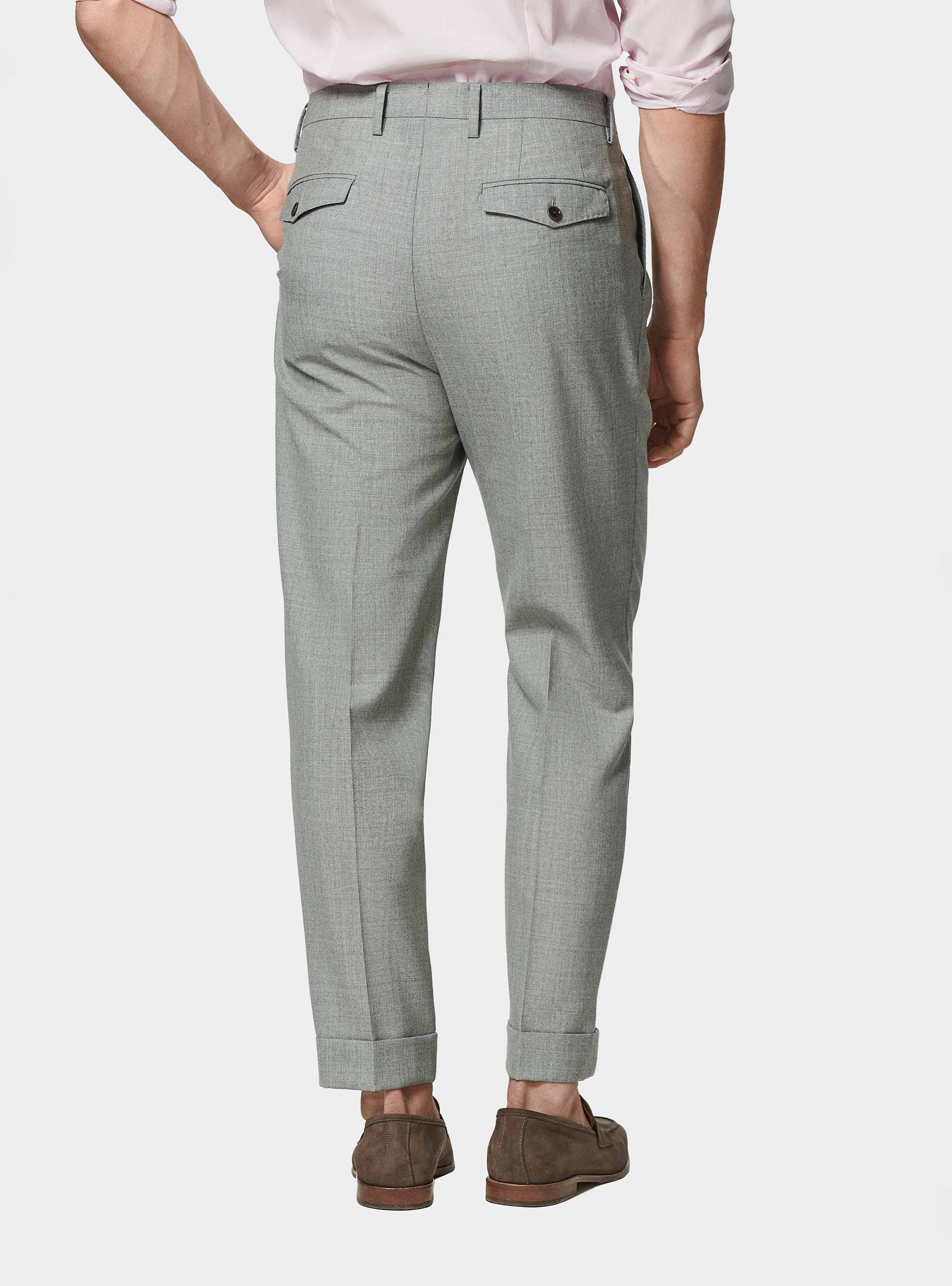 Pantaloni doppia pince in pura lana Vitale Barberis Canonico, GRIGIO CHIARO MELANGE