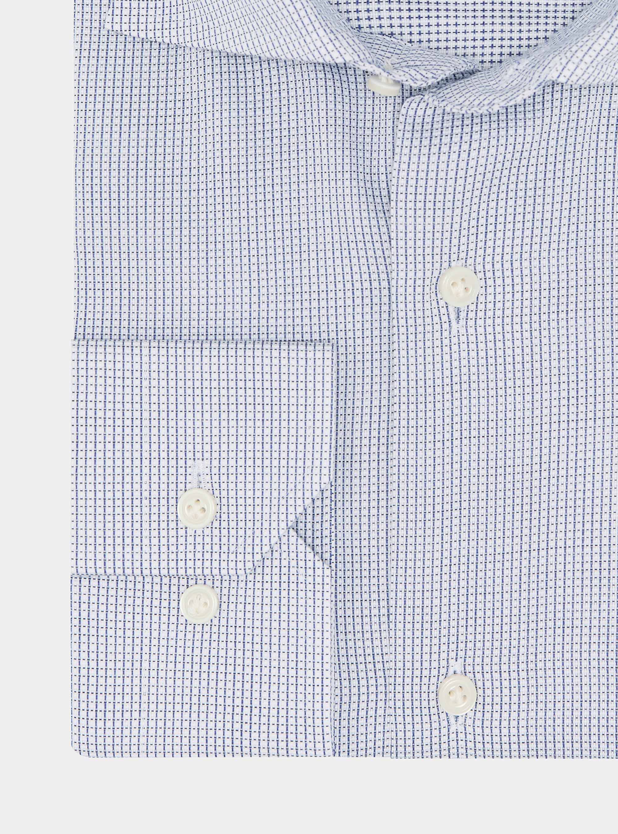 Micro check pattern cotton shirt, BLUE