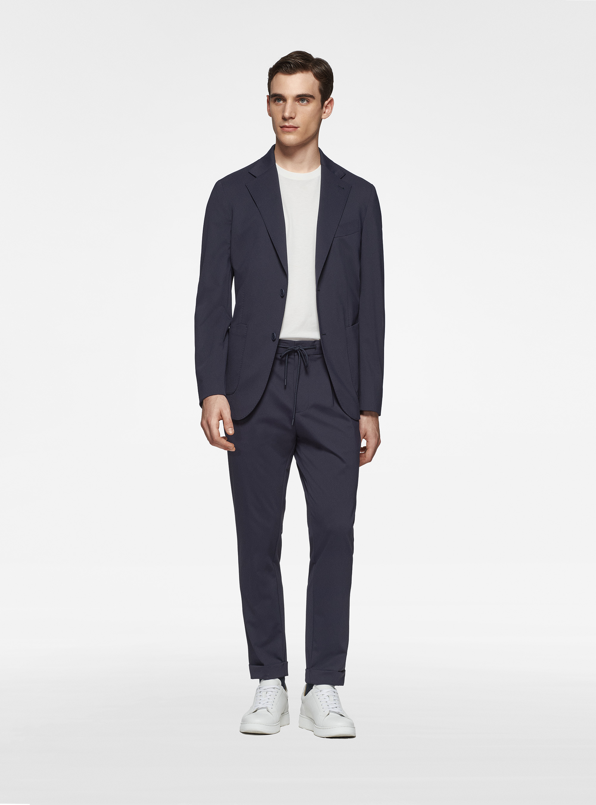 GT01 trousers in stretch nylon, NAVY BLUE