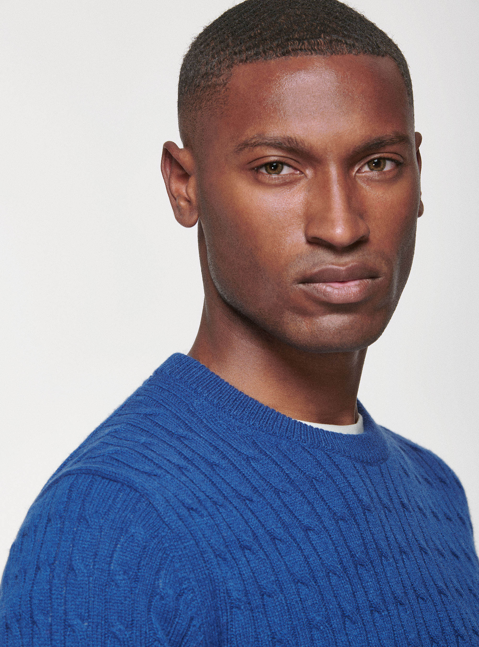 Maglia a treccia in lambswool, INCHIOSTRO