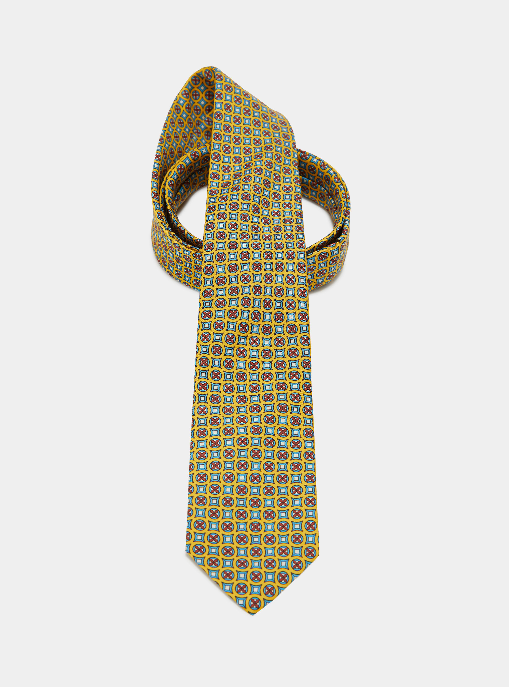 Micro pattern silk tie, YELLOW