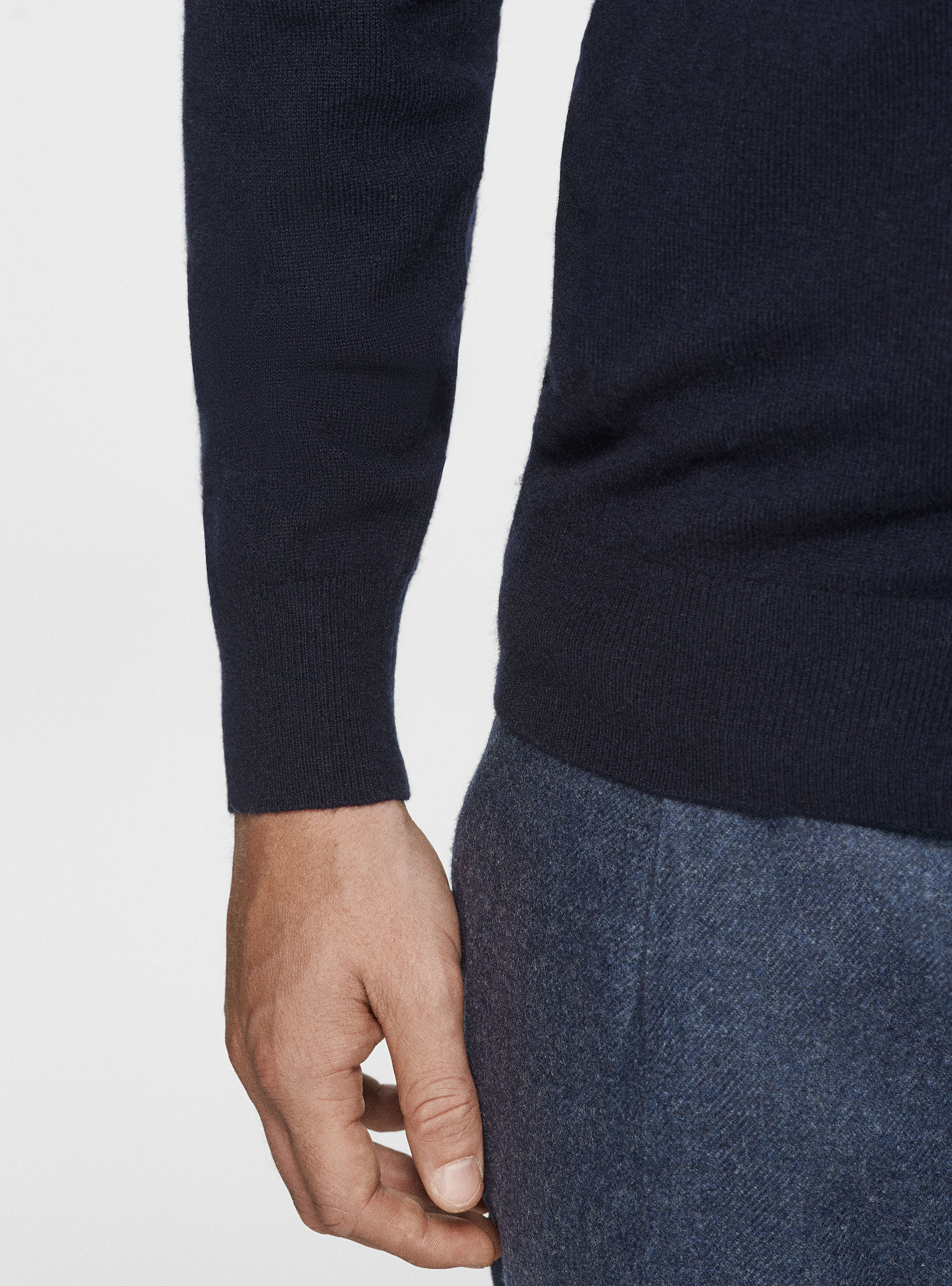 Cardigan in maglia con zip in lana lambswool e cashmere, BLU NAVY