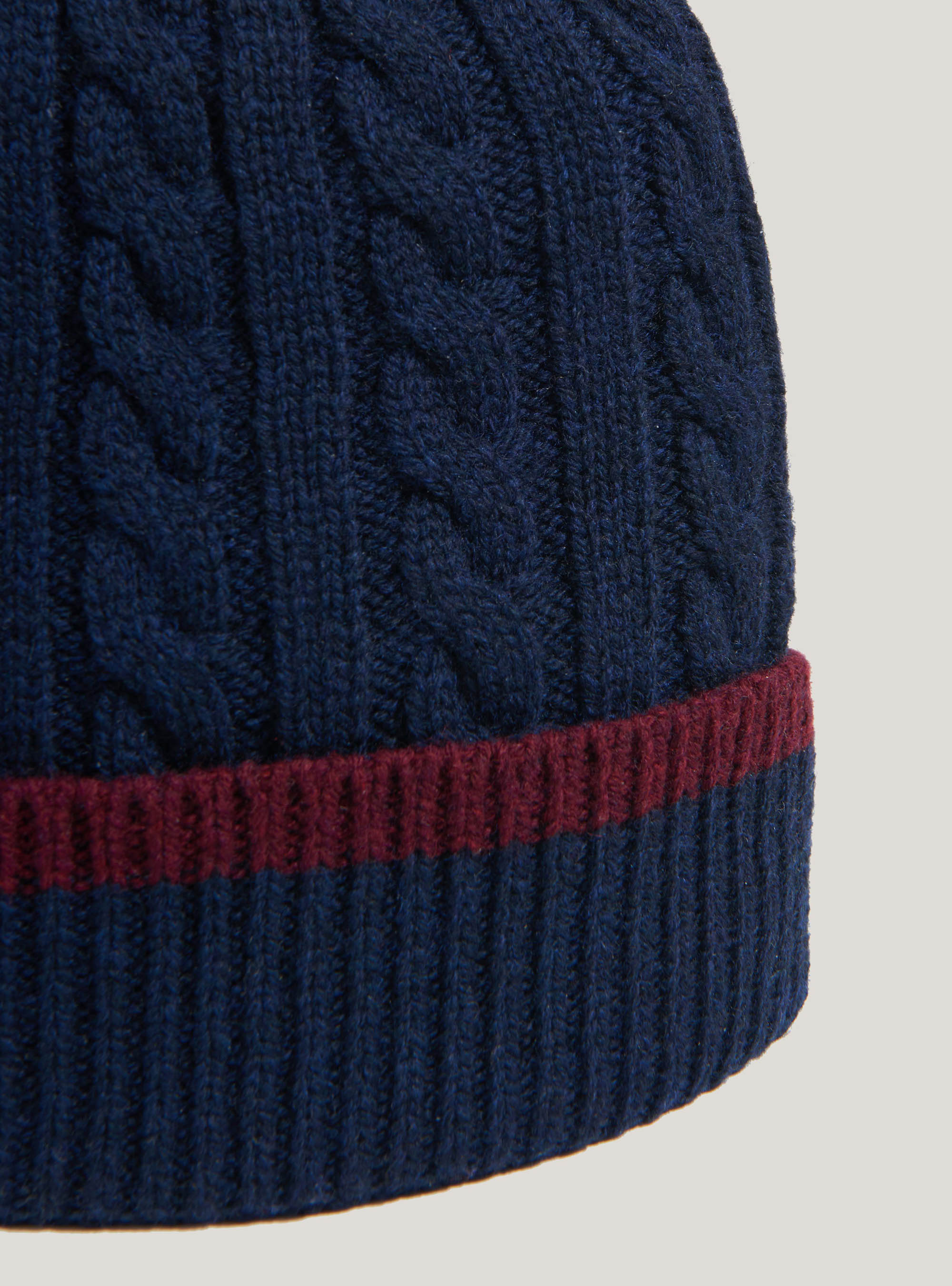 Berretto costa inglese in lana e cashmere, BLU NAVY