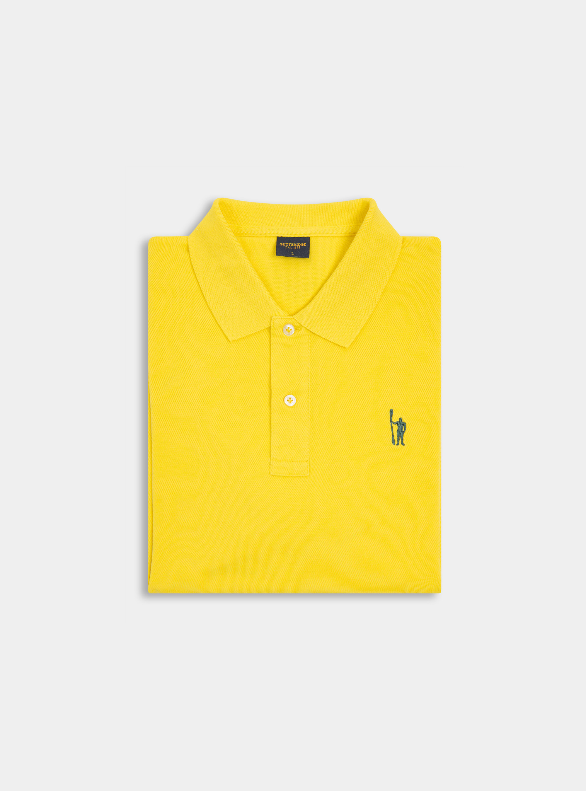 Classic cotton pique polo with embroidery, YELLOW