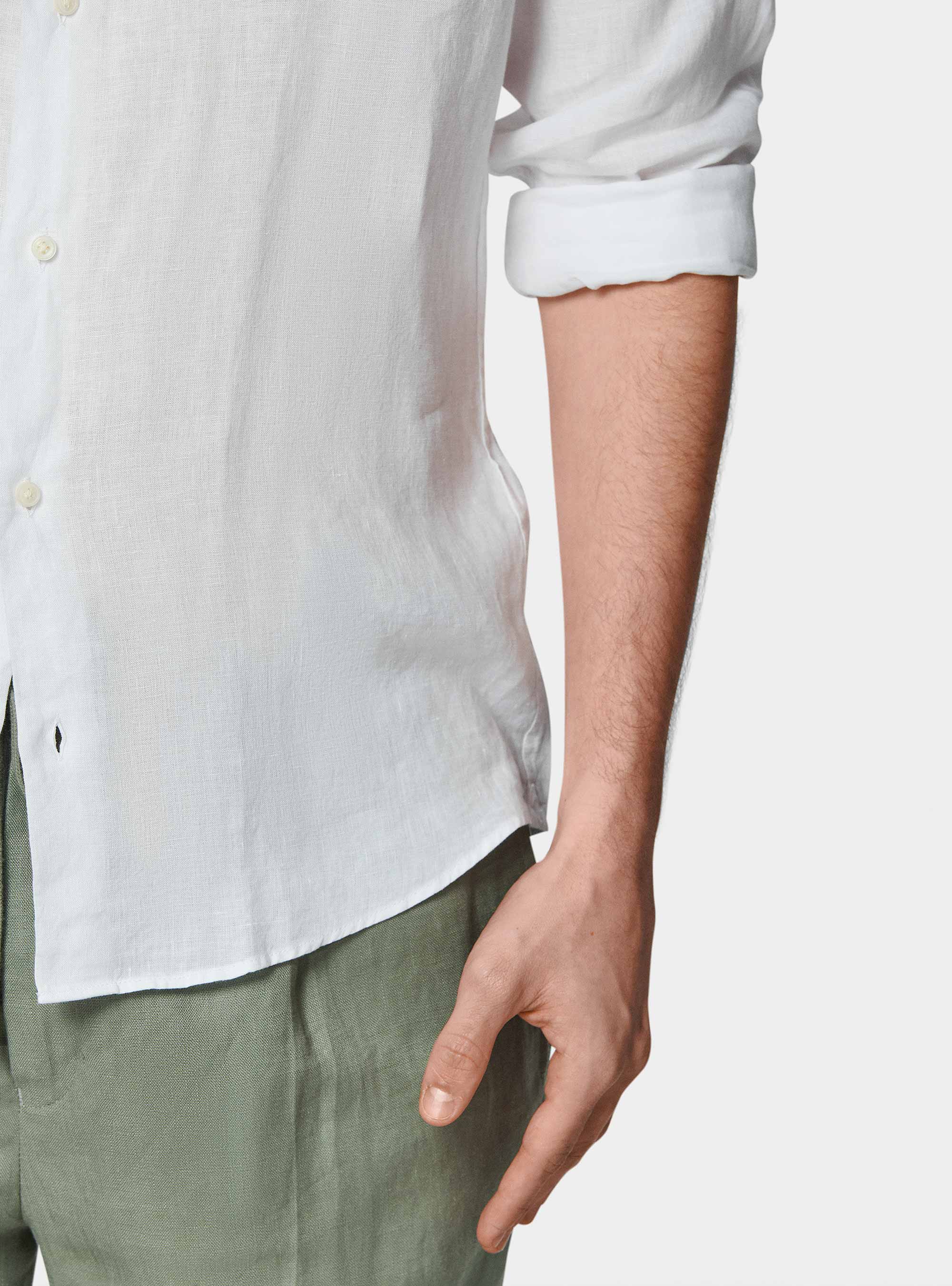 Camicia in puro lino, BIANCO