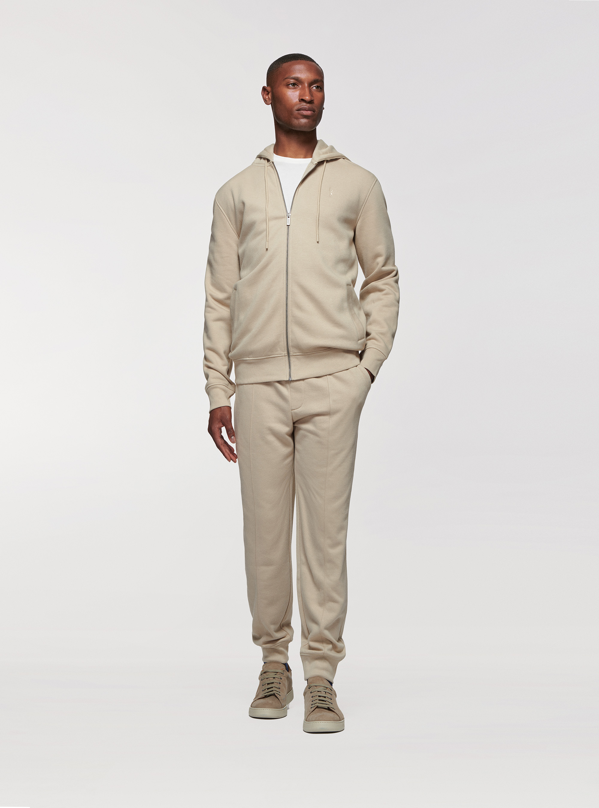 Cardigan in felpa con cappuccio, ECRU