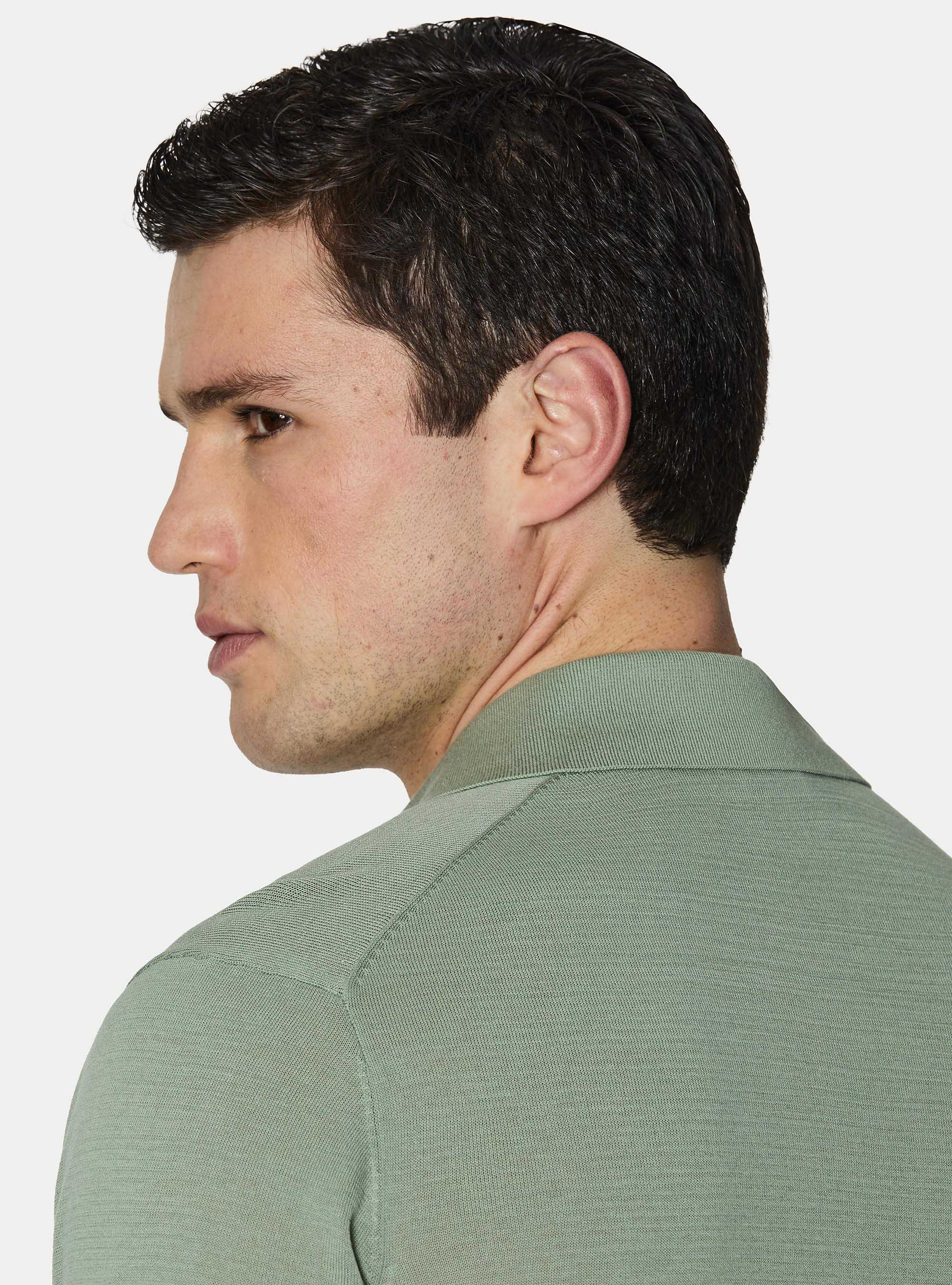 Cotton and silk polo shirt, SALVIA 0602C