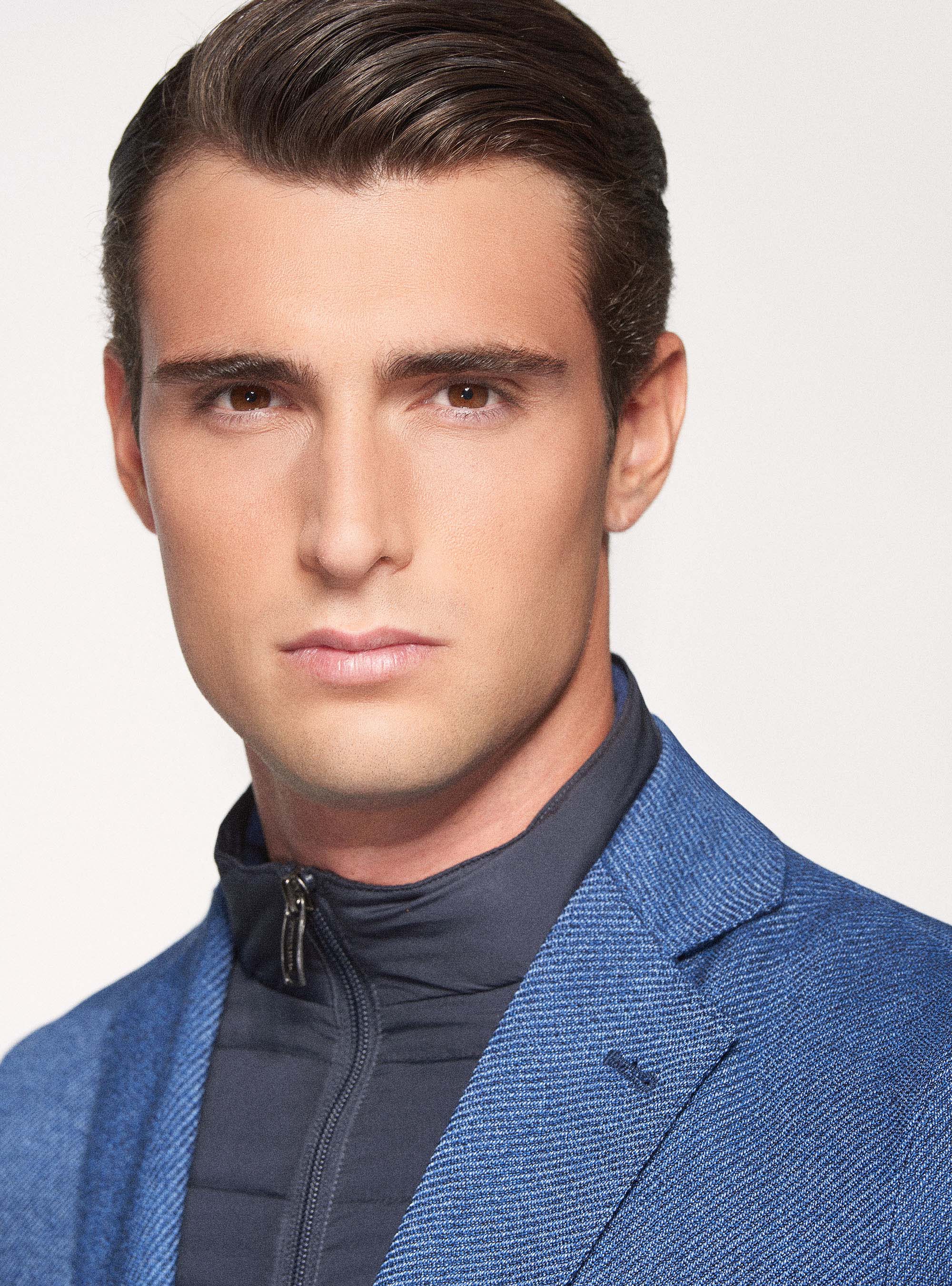 Americana de sarga de lana, AZUL MEDIO