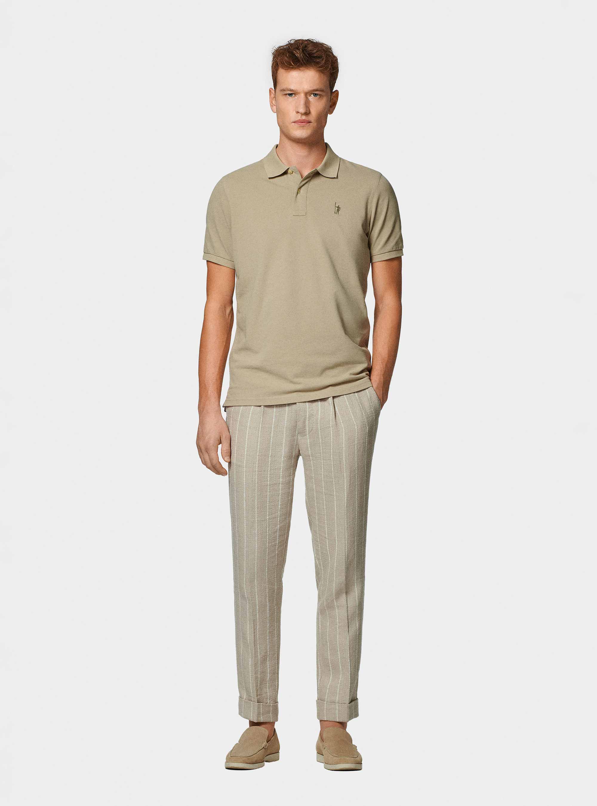 Polo classica in piquet, ECRU