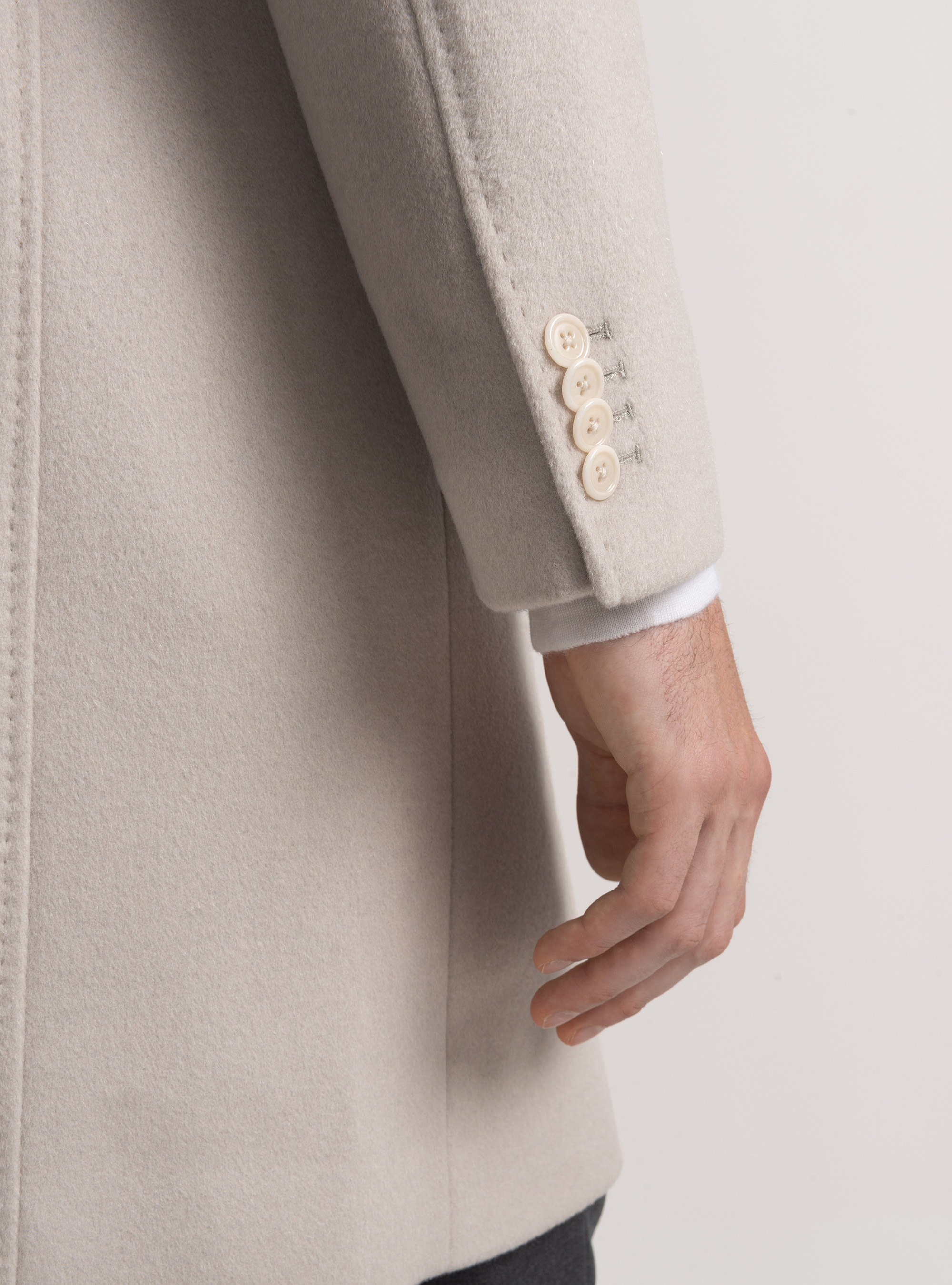 Abrigo de lana y cachemira, ECRU 0536C