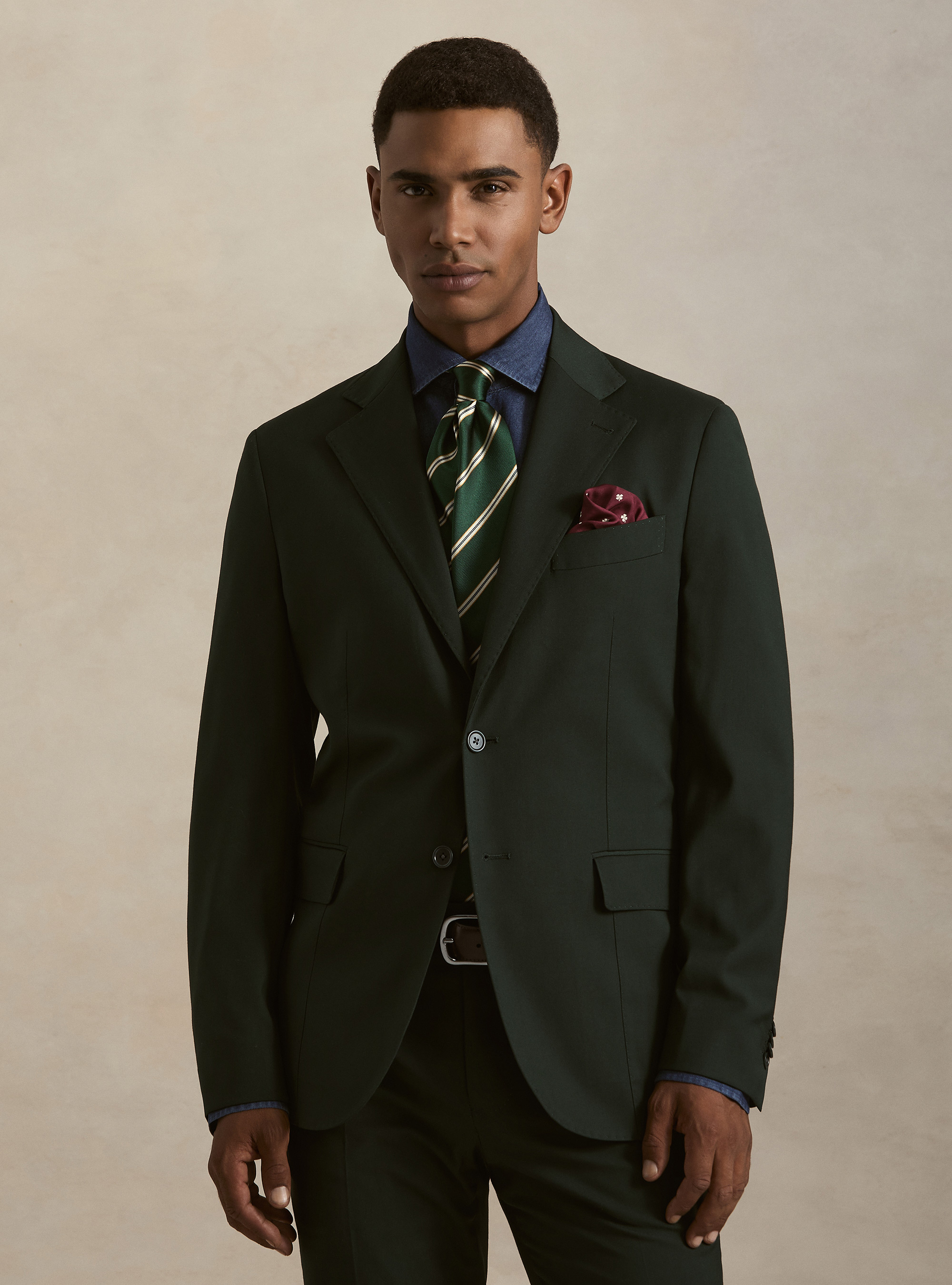 Americana de traje cl&aacute;sica slim fit, VERDE
